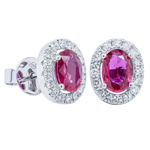 18ct White Gold 1.43ct Ruby & Diamond Earrings