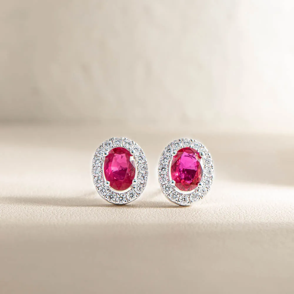 18ct White Gold 1.43ct Ruby & Diamond Earrings