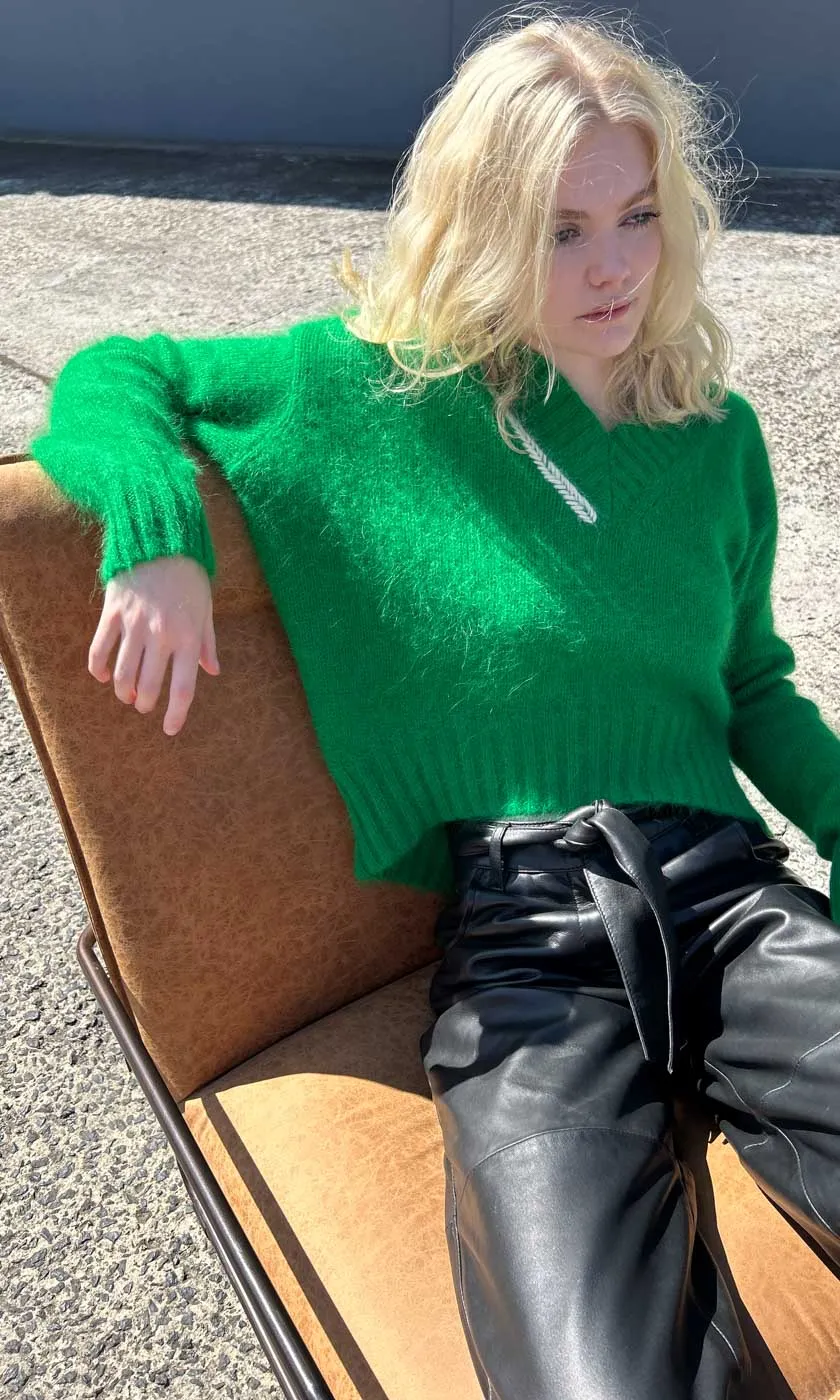 ALYSI V Neck - Menthe knit