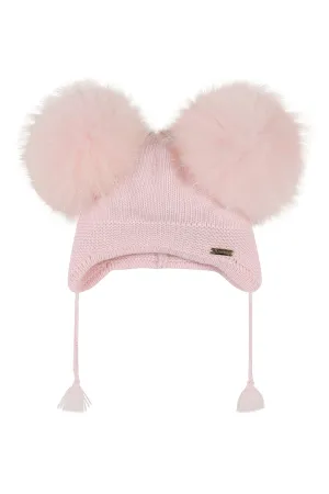 Angora Double pompom tassel hat / Pink