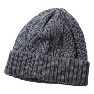 Aran Cable Indigo Watch Cap Black Indigo