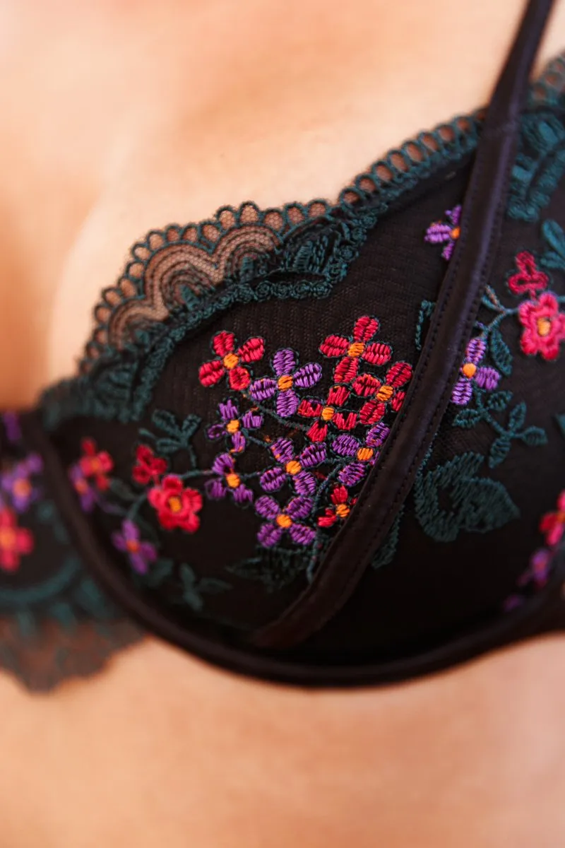 Bella Black Embroidered Intimates Set