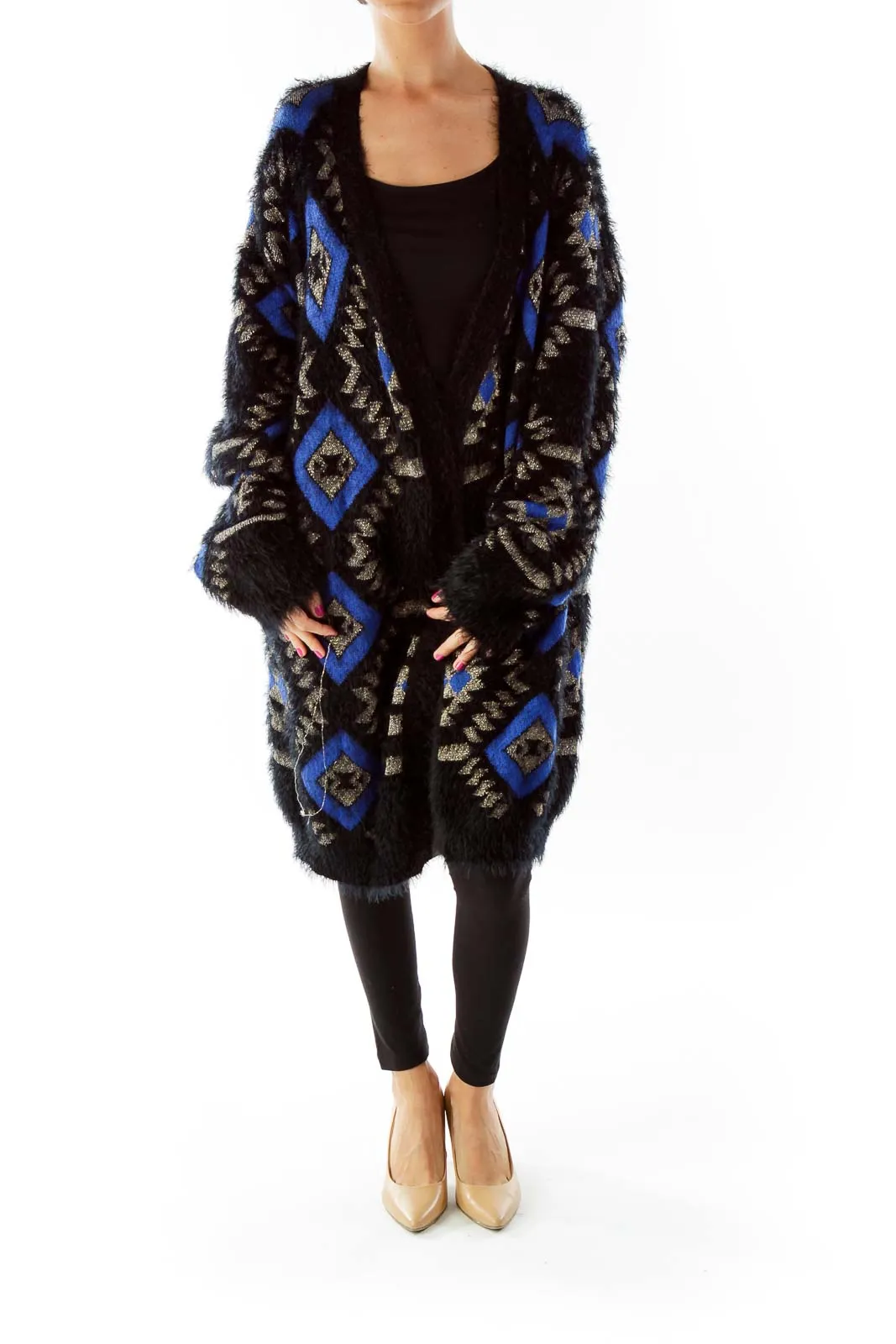 Black Blue Oversized Sweater