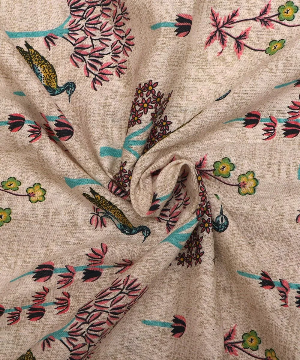 Blue Peacock Print Cotton Handloom Print