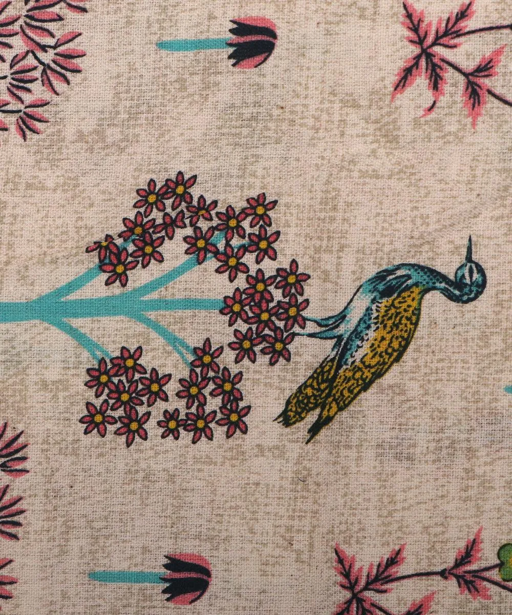 Blue Peacock Print Cotton Handloom Print