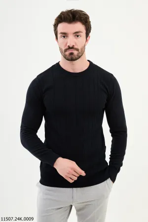 Brabion Dante Slim Fit Navy Blue Knitted Sweater