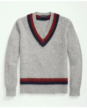 Brooks Brothers Men's Big & Tall Brushed Wool Tennis Sweater Grey