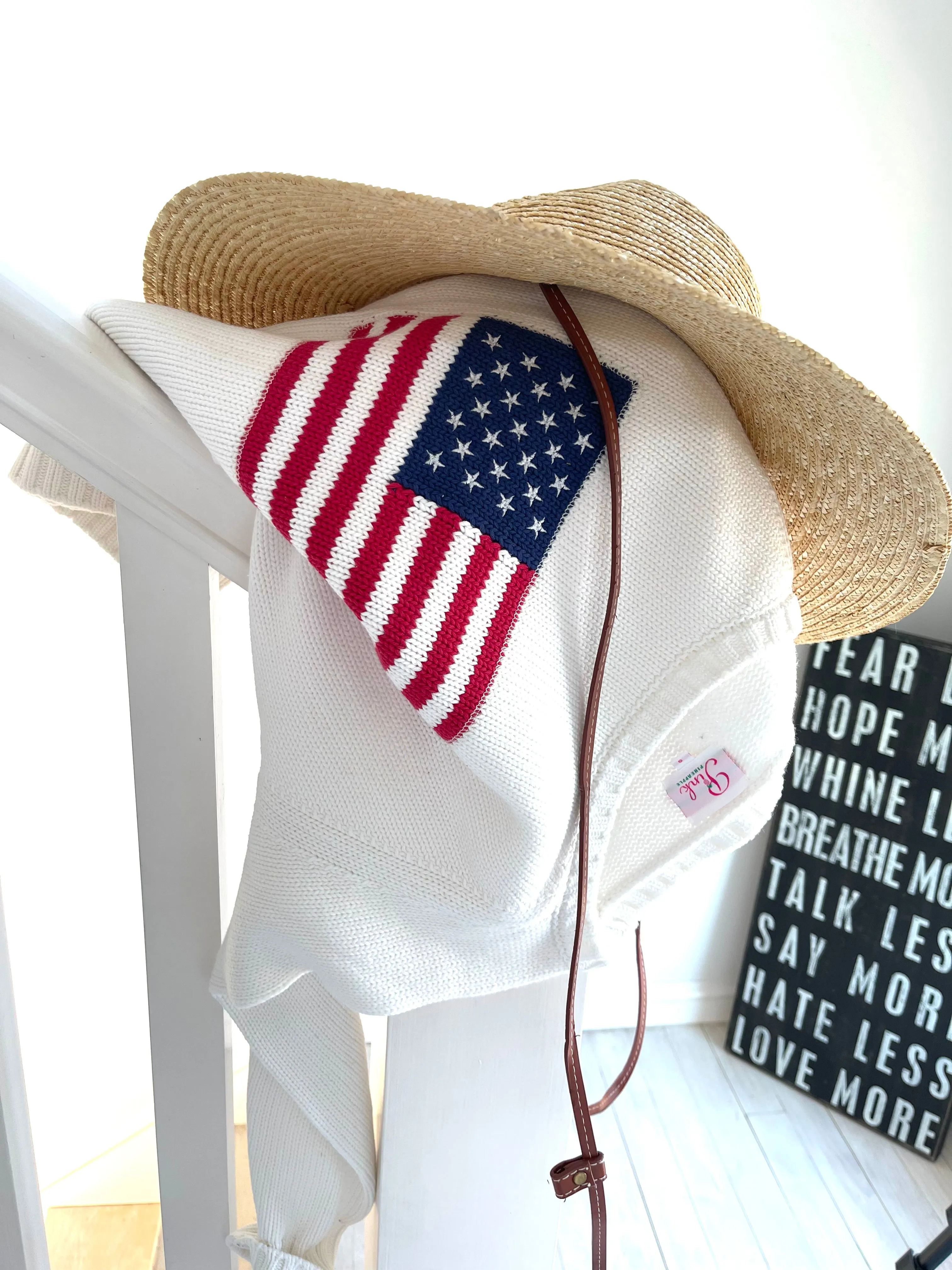 Chunky Campus Flag Sweater - White