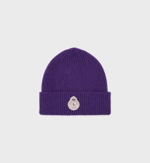 Crown Wool Beanie - Eggplant