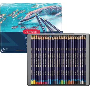 Derwent Inktense Coloured Pencils Tin 24 Mix With Water Colour