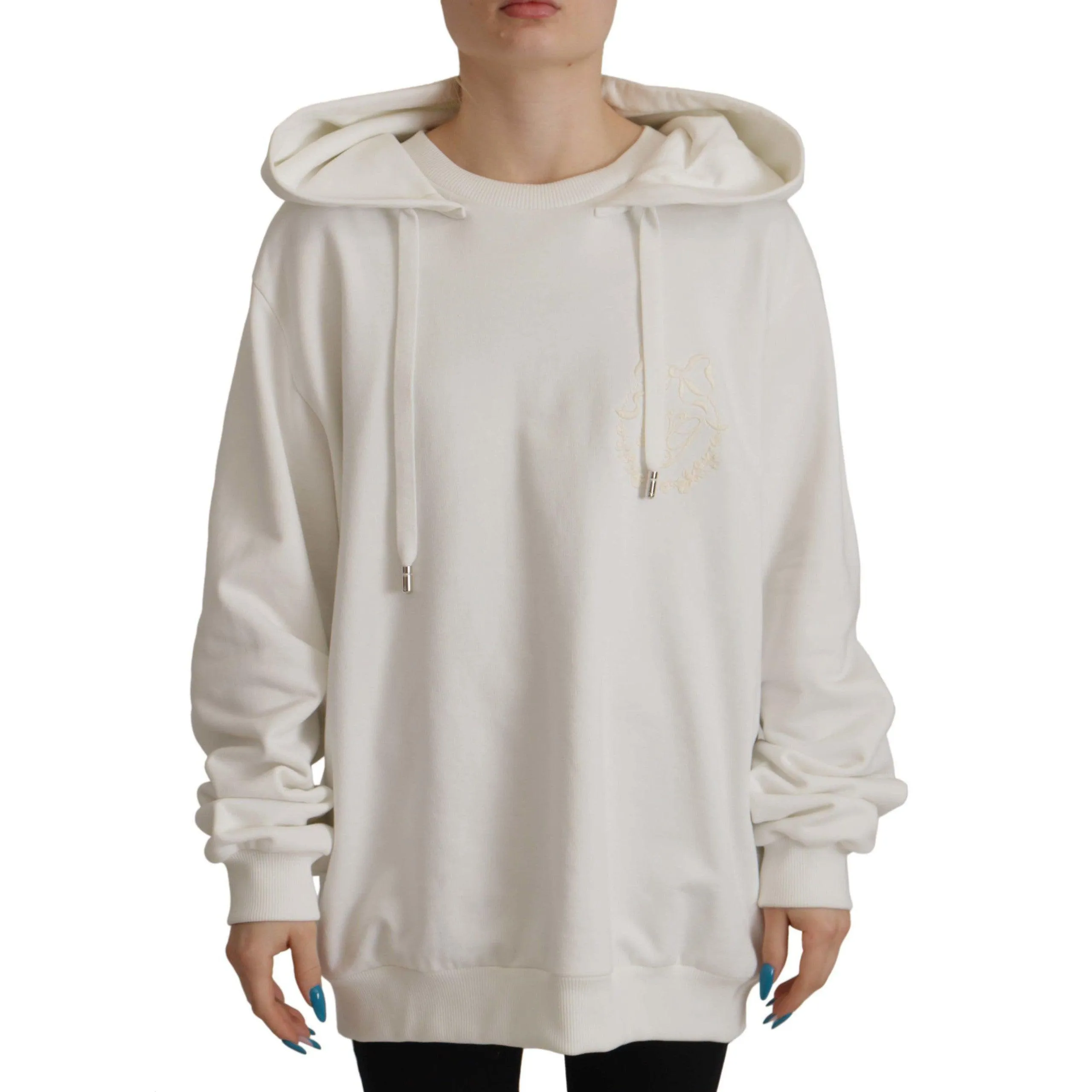 Dolce & Gabbana Chic White Hooded Pullover Sweater