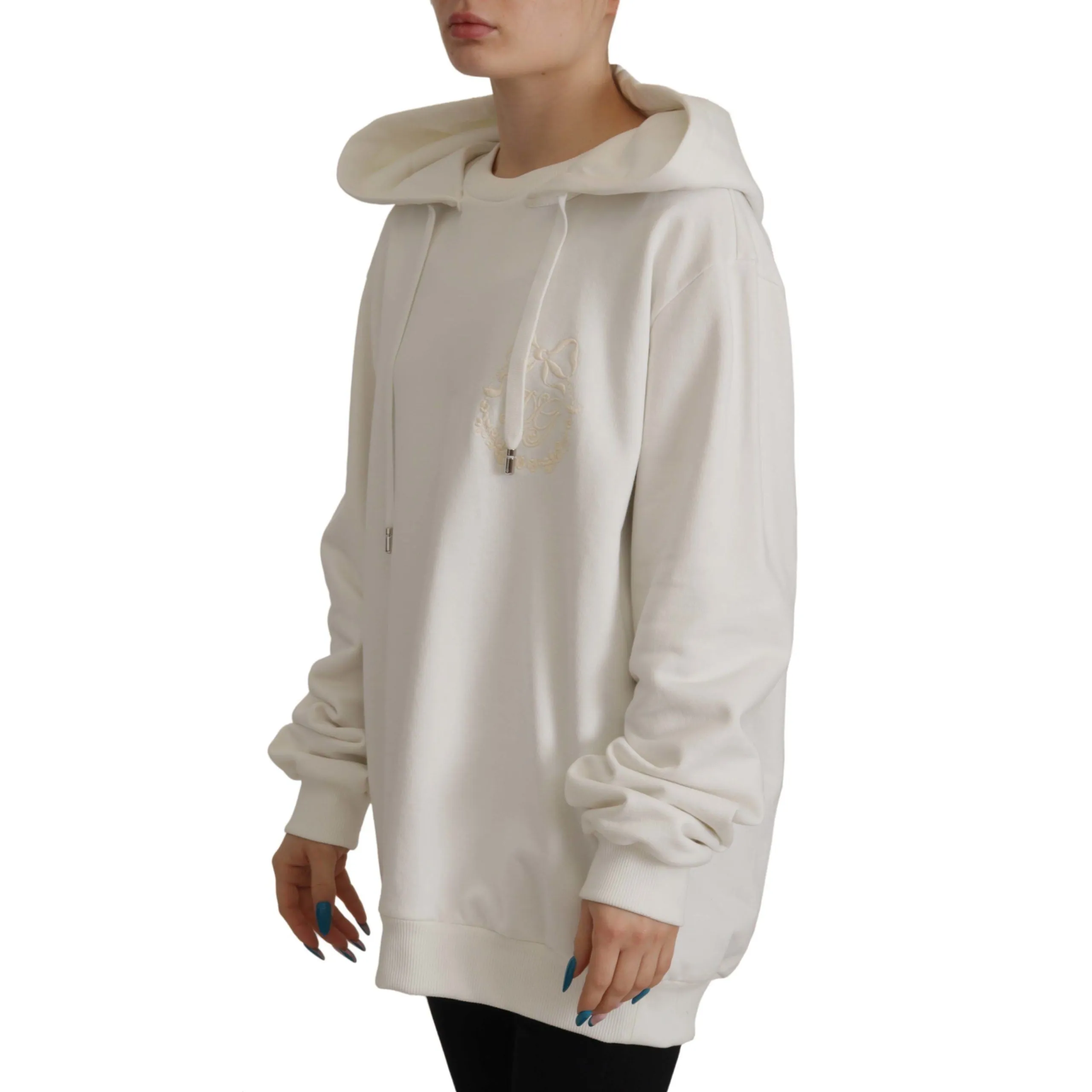 Dolce & Gabbana Chic White Hooded Pullover Sweater