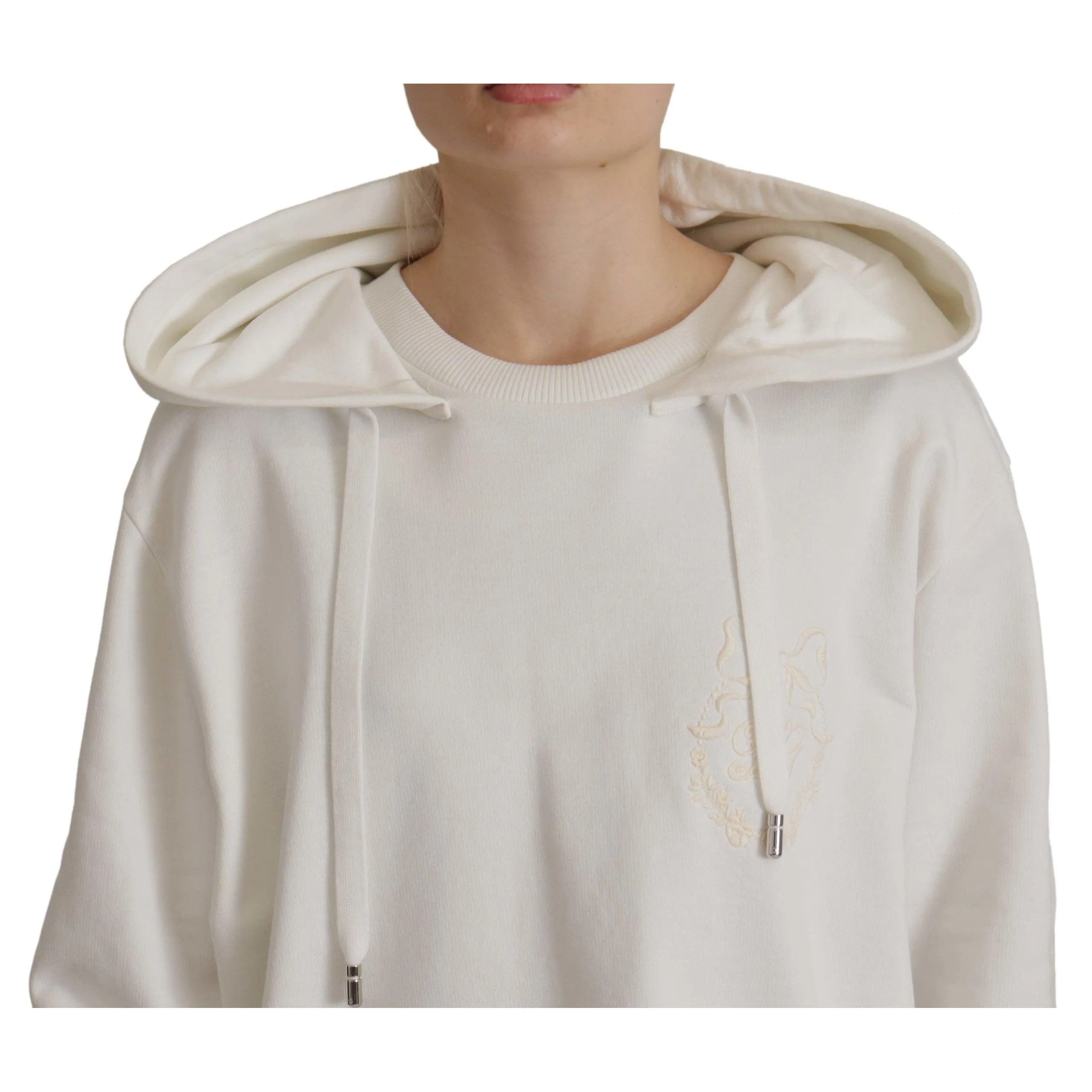 Dolce & Gabbana Chic White Hooded Pullover Sweater