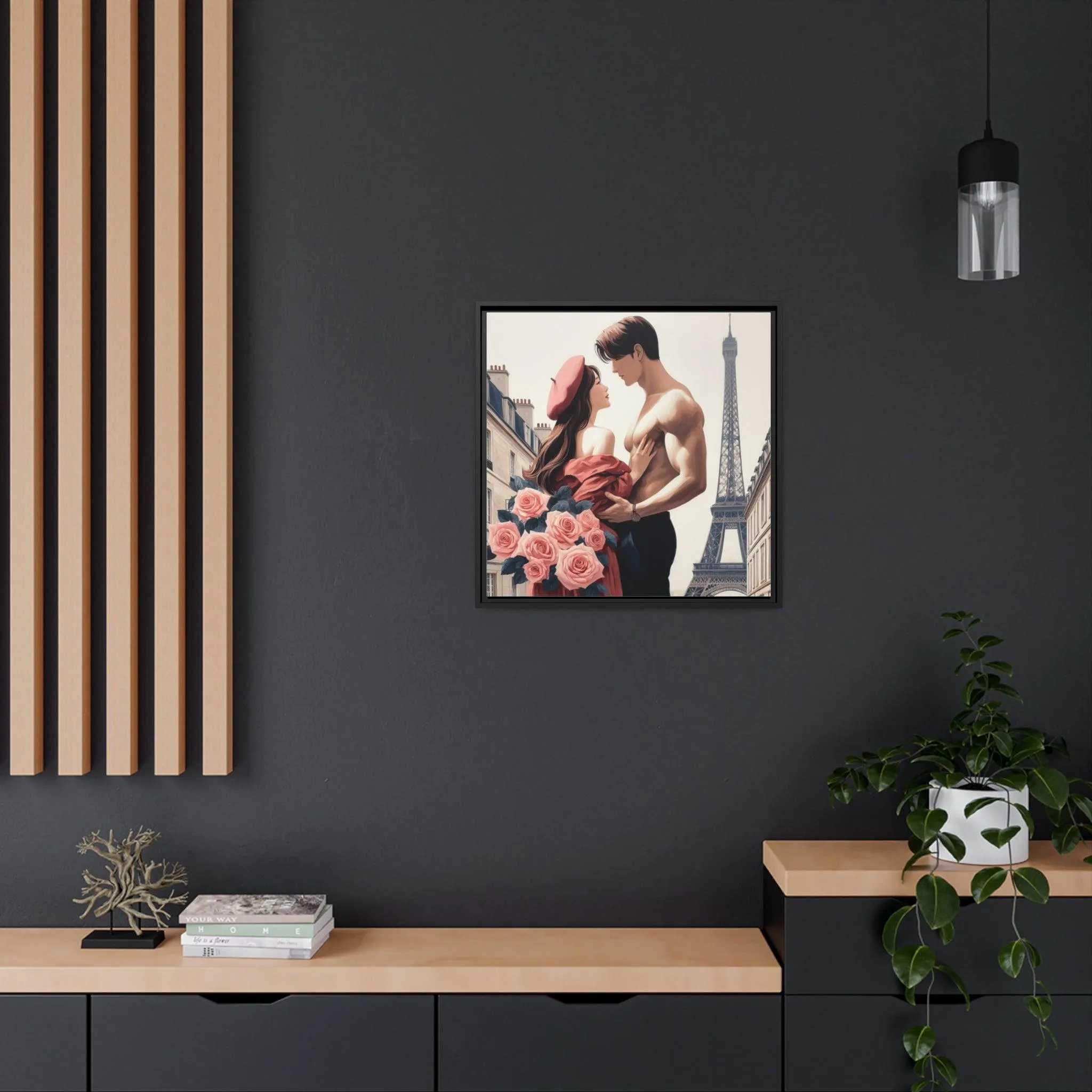 Eco-Conscious Elegance: Matte Canvas Art Set with Contemporary Black Pinewood Frame