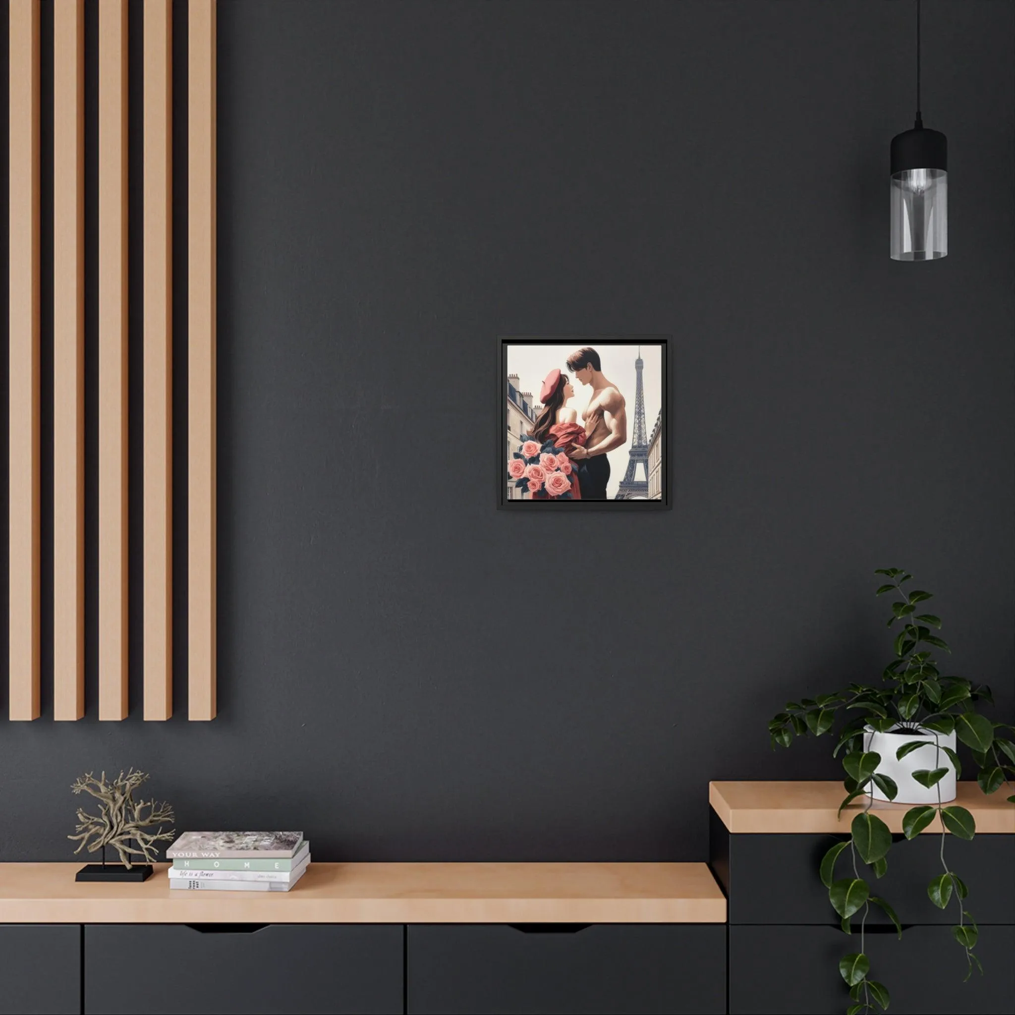 Eco-Conscious Elegance: Matte Canvas Art Set with Contemporary Black Pinewood Frame