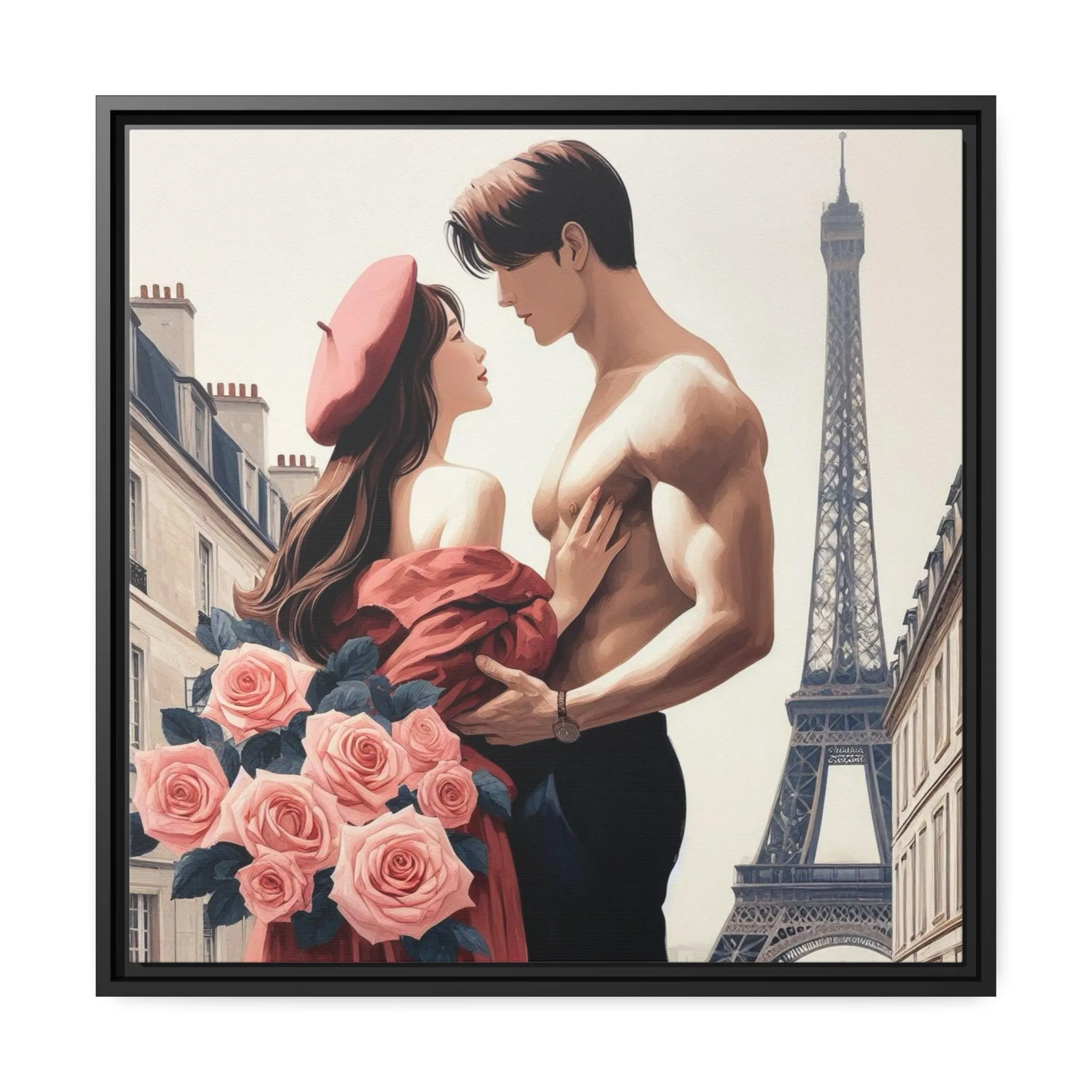 Eco-Conscious Elegance: Matte Canvas Art Set with Contemporary Black Pinewood Frame
