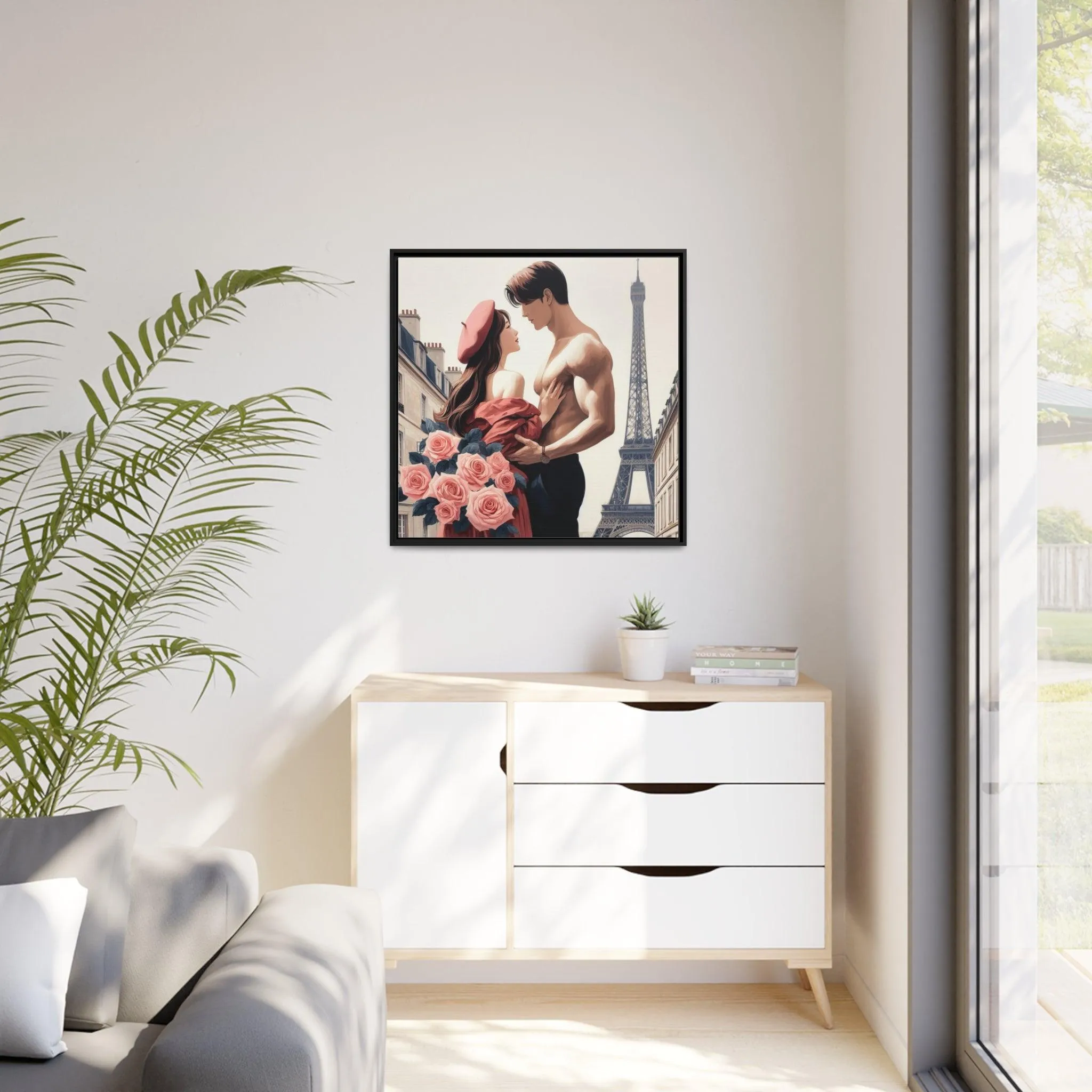 Eco-Conscious Elegance: Matte Canvas Art Set with Contemporary Black Pinewood Frame