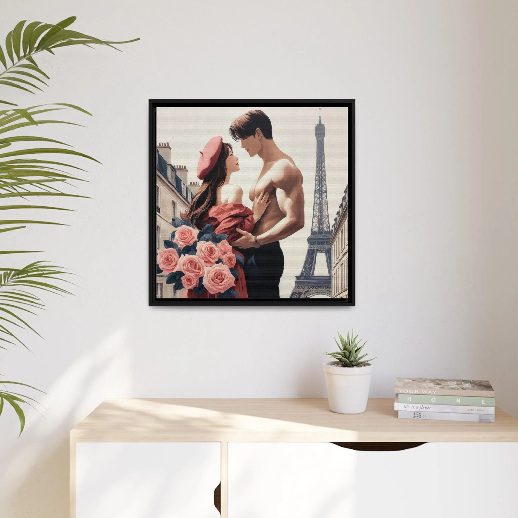 Eco-Conscious Elegance: Matte Canvas Art Set with Contemporary Black Pinewood Frame