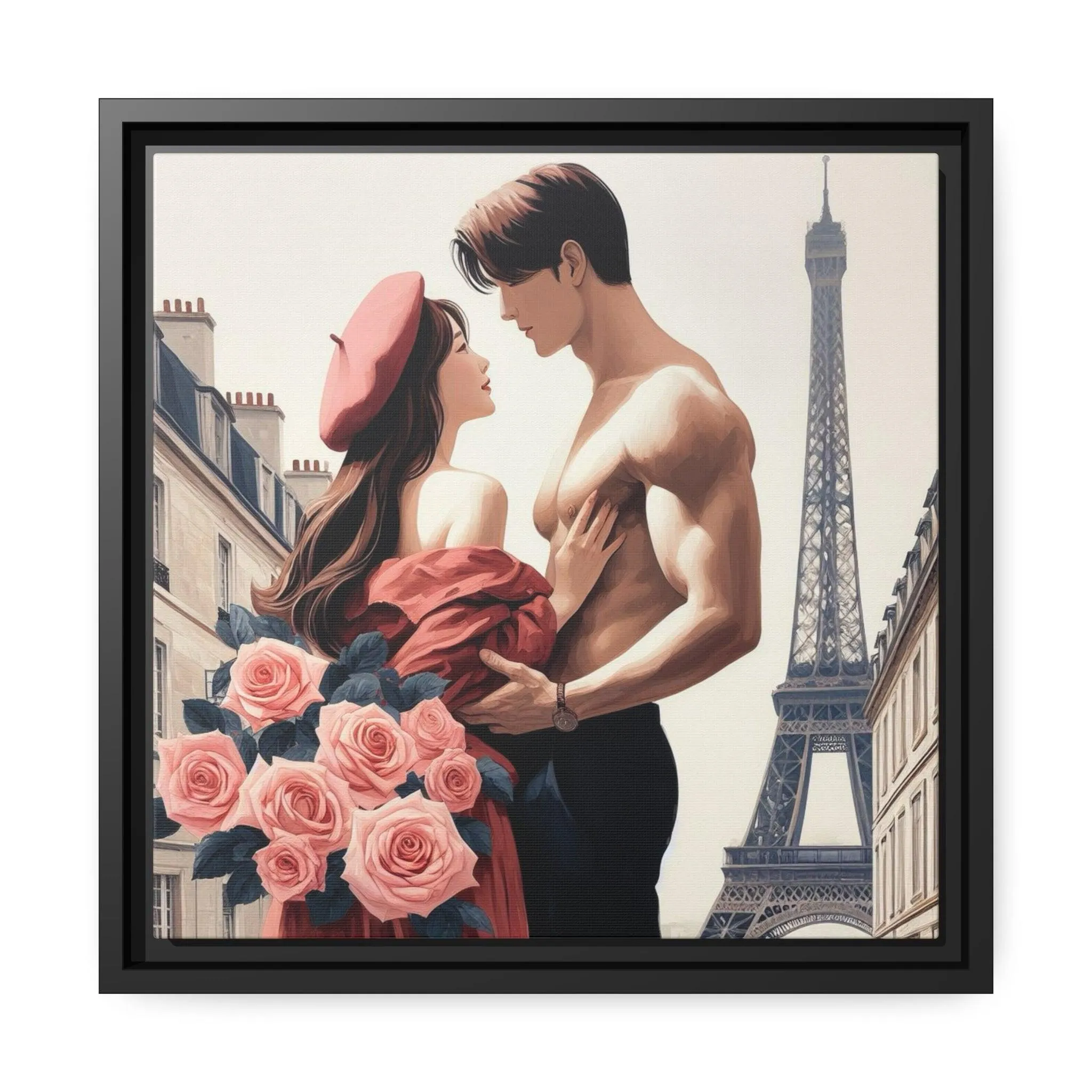 Eco-Conscious Elegance: Matte Canvas Art Set with Contemporary Black Pinewood Frame