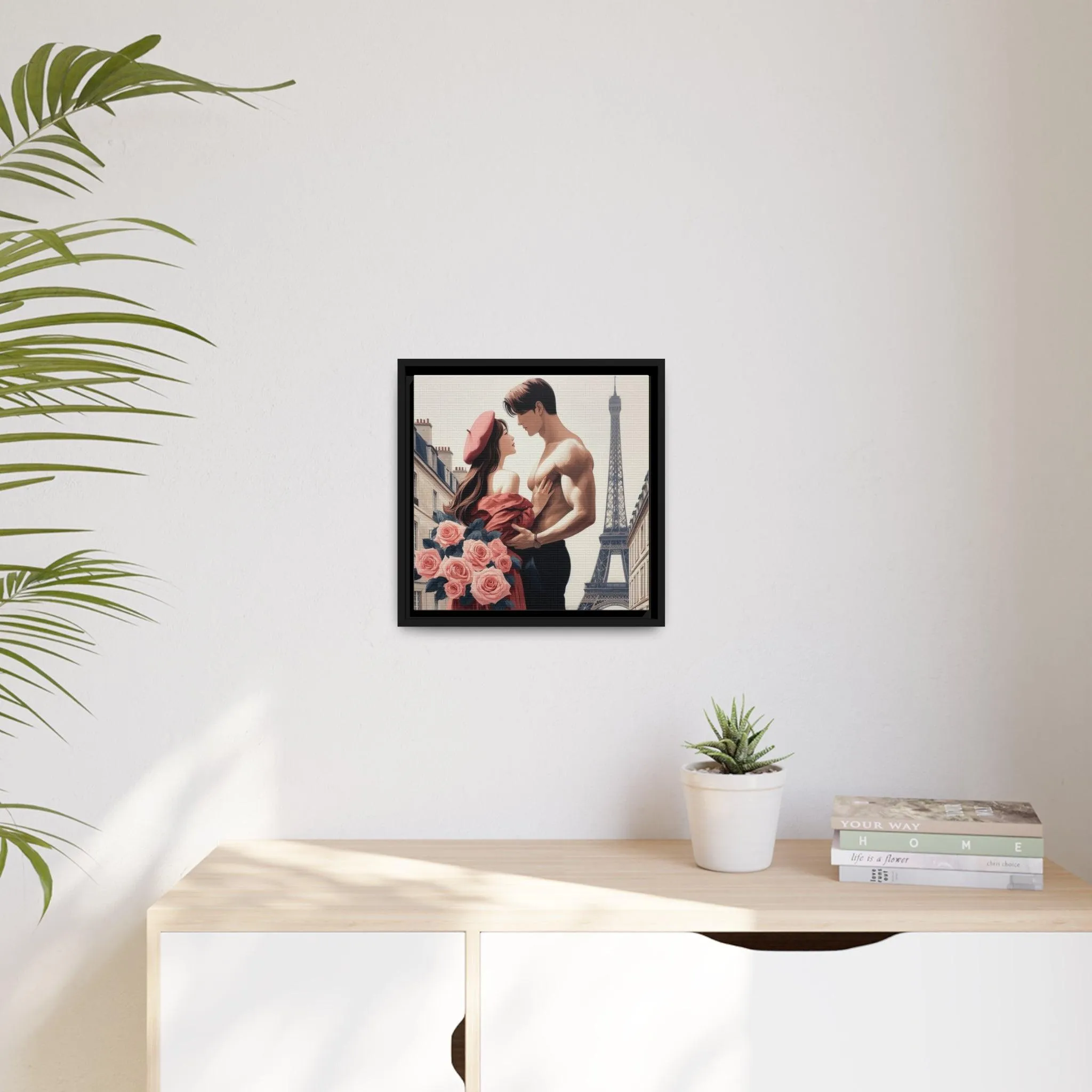 Eco-Conscious Elegance: Matte Canvas Art Set with Contemporary Black Pinewood Frame