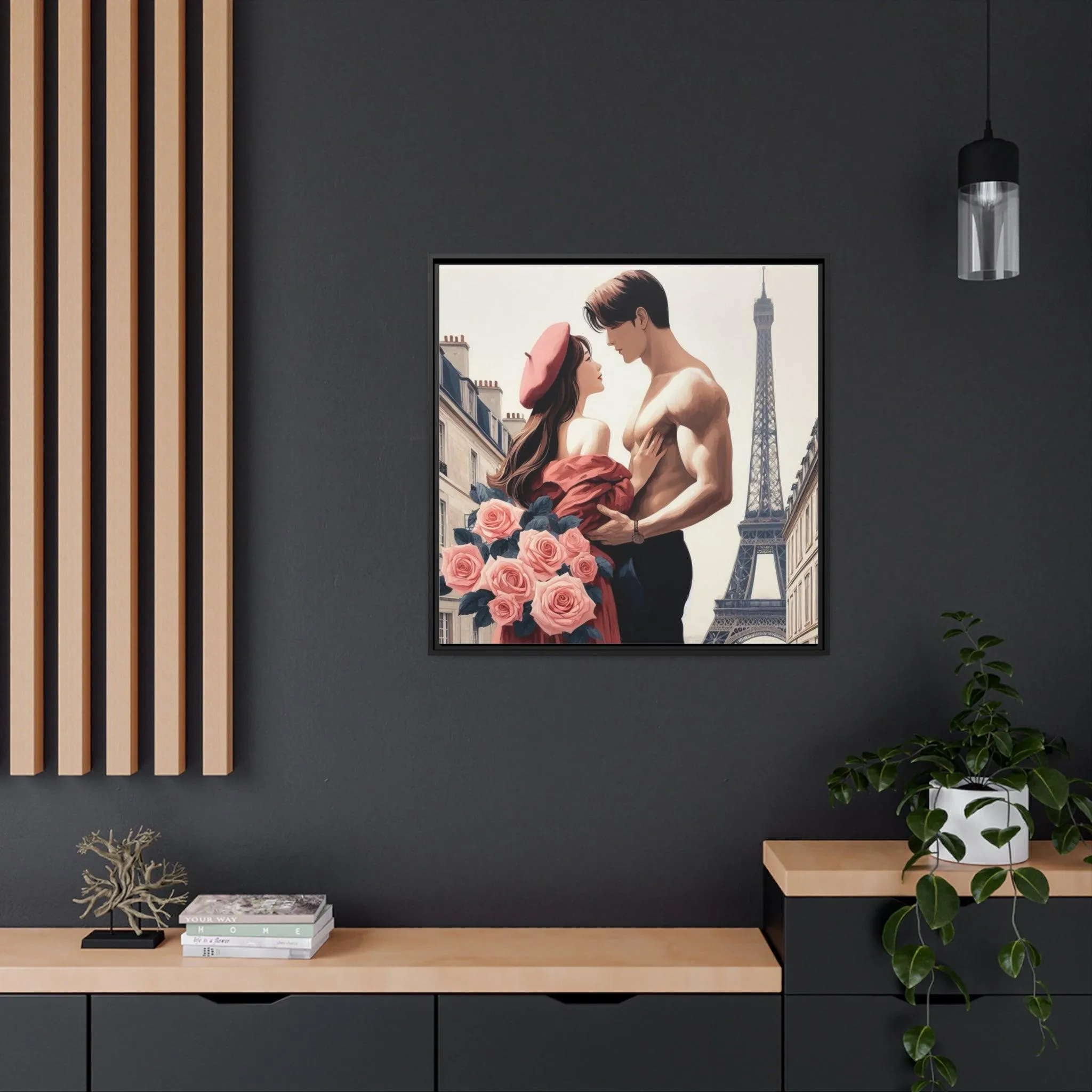 Eco-Conscious Elegance: Matte Canvas Art Set with Contemporary Black Pinewood Frame