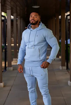 Father Sons Sky Blue / Silver Overhead Hoodie Top with Zipped Pockets - FSH801