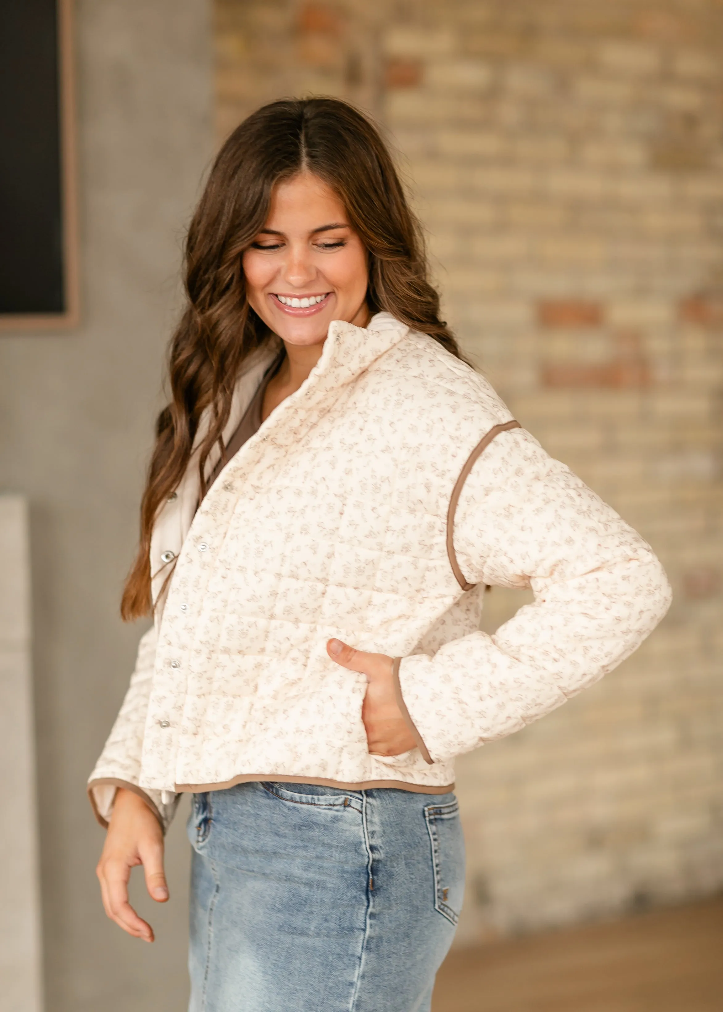 Floral Printed Quilted Jacket
