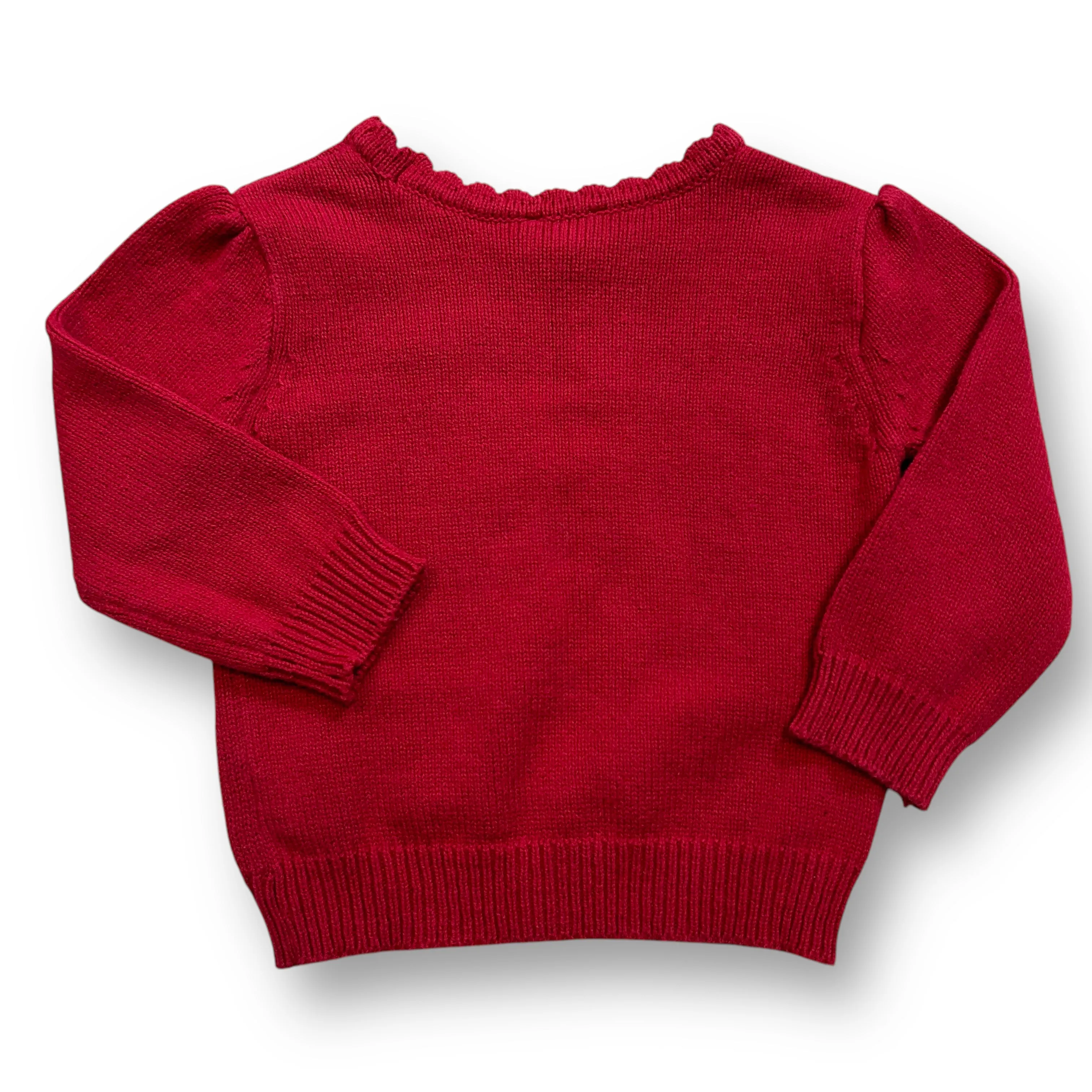 Girls Children's Place Size 2T Red Teddy Bear Sweater with 3D Bow