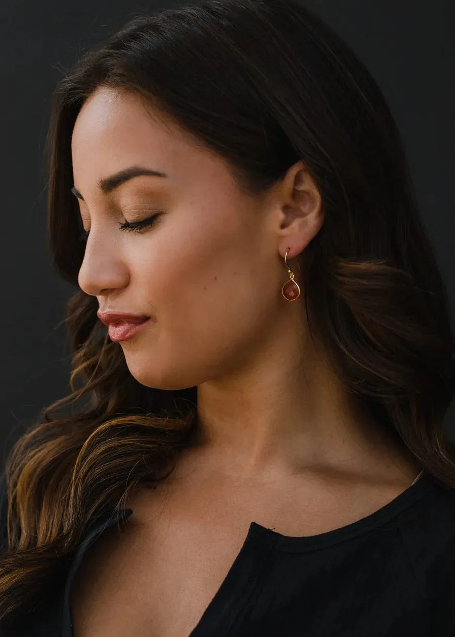 Gold & Orange Stone Dangle Earring