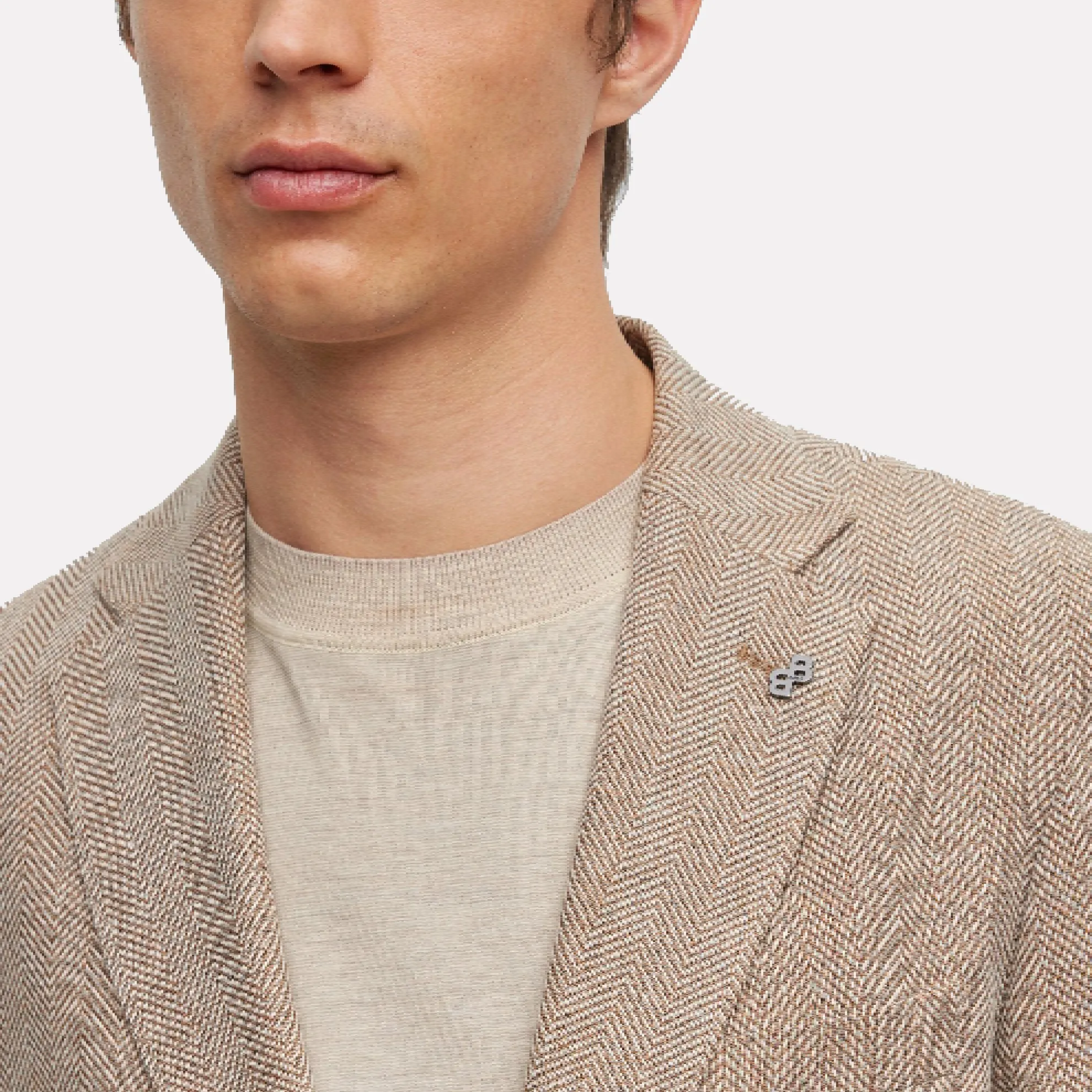 Hutson Slim-fit Jacket in a Cotton-Wool Blend Herringbone Cloth / Medium Beige