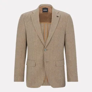 Hutson Slim-fit Jacket in a Cotton-Wool Blend Herringbone Cloth / Medium Beige