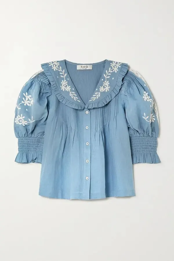 Kyla Embroidered Cotton Blouse