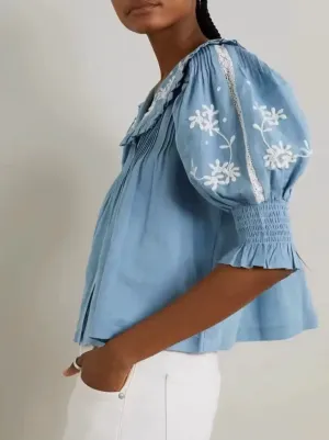 Kyla Embroidered Cotton Blouse