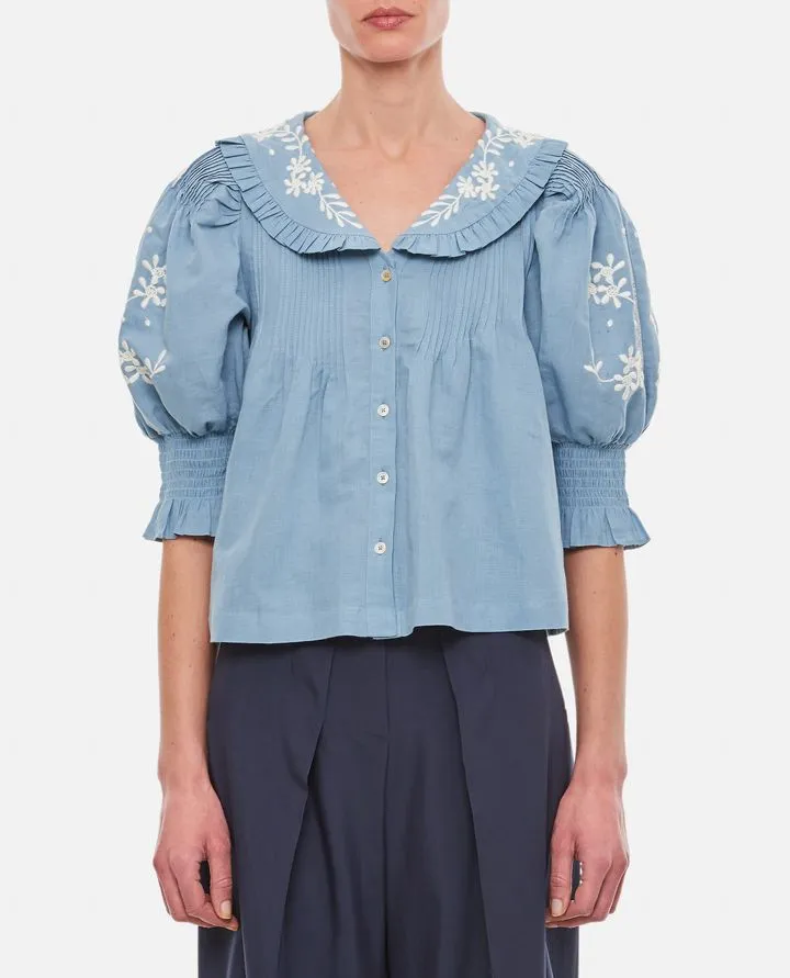 Kyla Embroidered Cotton Blouse