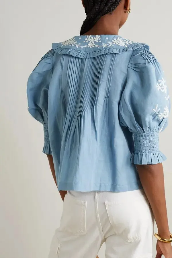 Kyla Embroidered Cotton Blouse