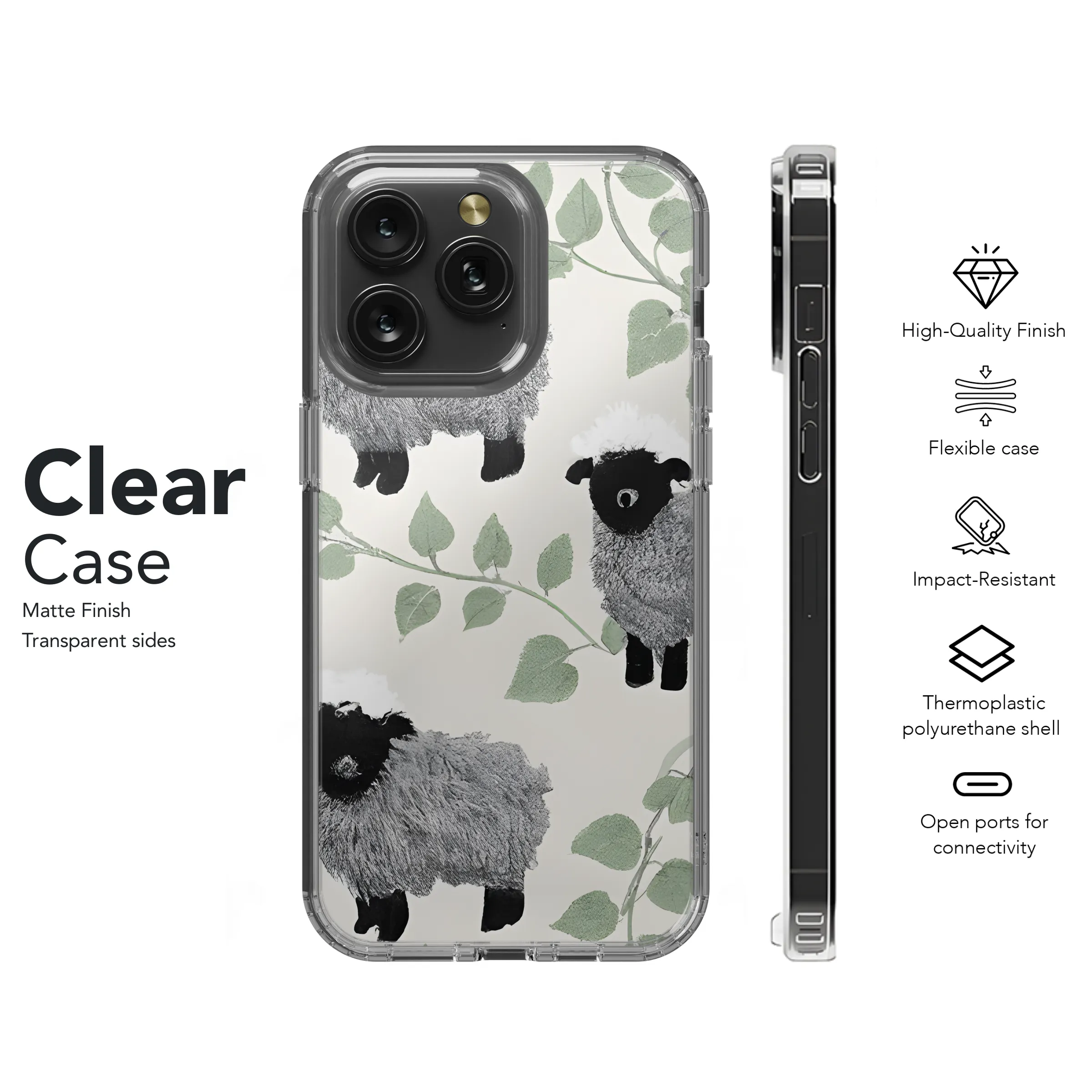 Lambs Ivy Gray Black Light Phone Case iPhone Samsung Cover Pixel 3784