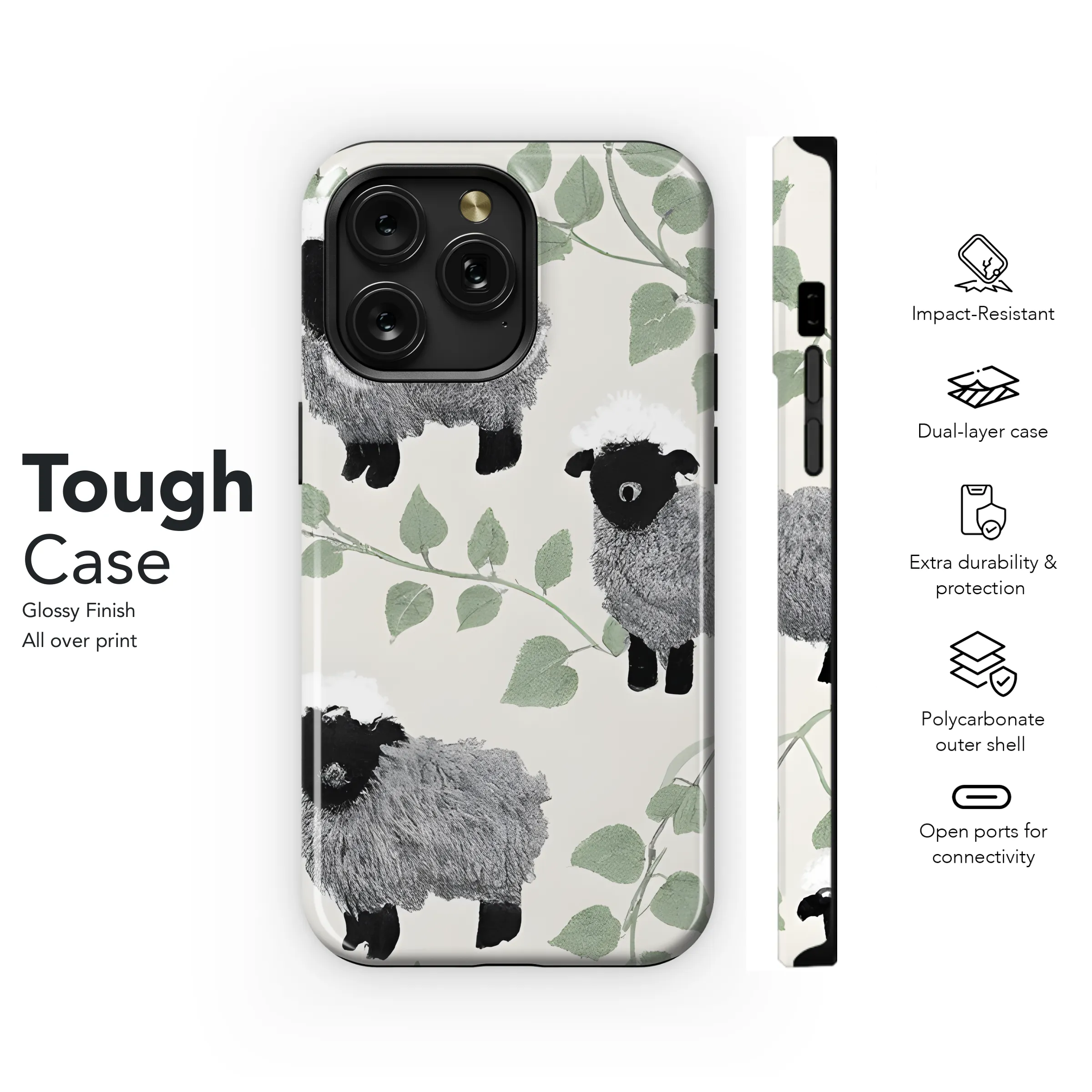 Lambs Ivy Gray Black Light Phone Case iPhone Samsung Cover Pixel 3784