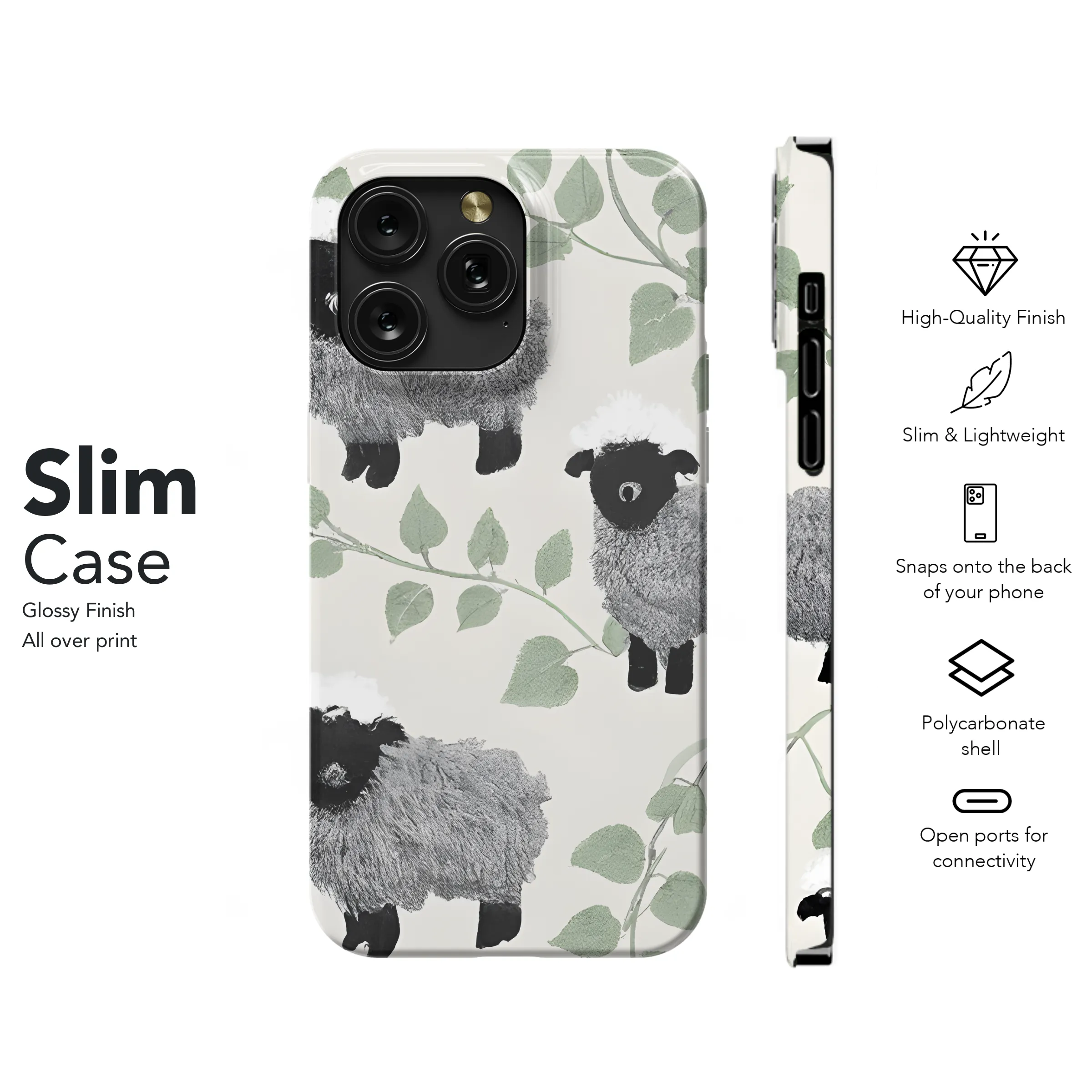 Lambs Ivy Gray Black Light Phone Case iPhone Samsung Cover Pixel 3784