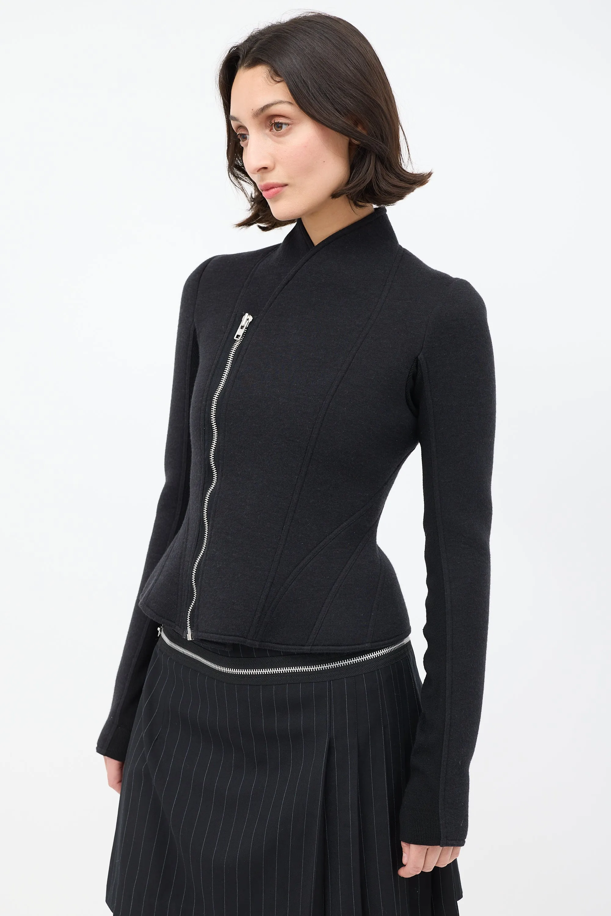 Lilies Black Neoprene High Neck Asymmetrical Jacket