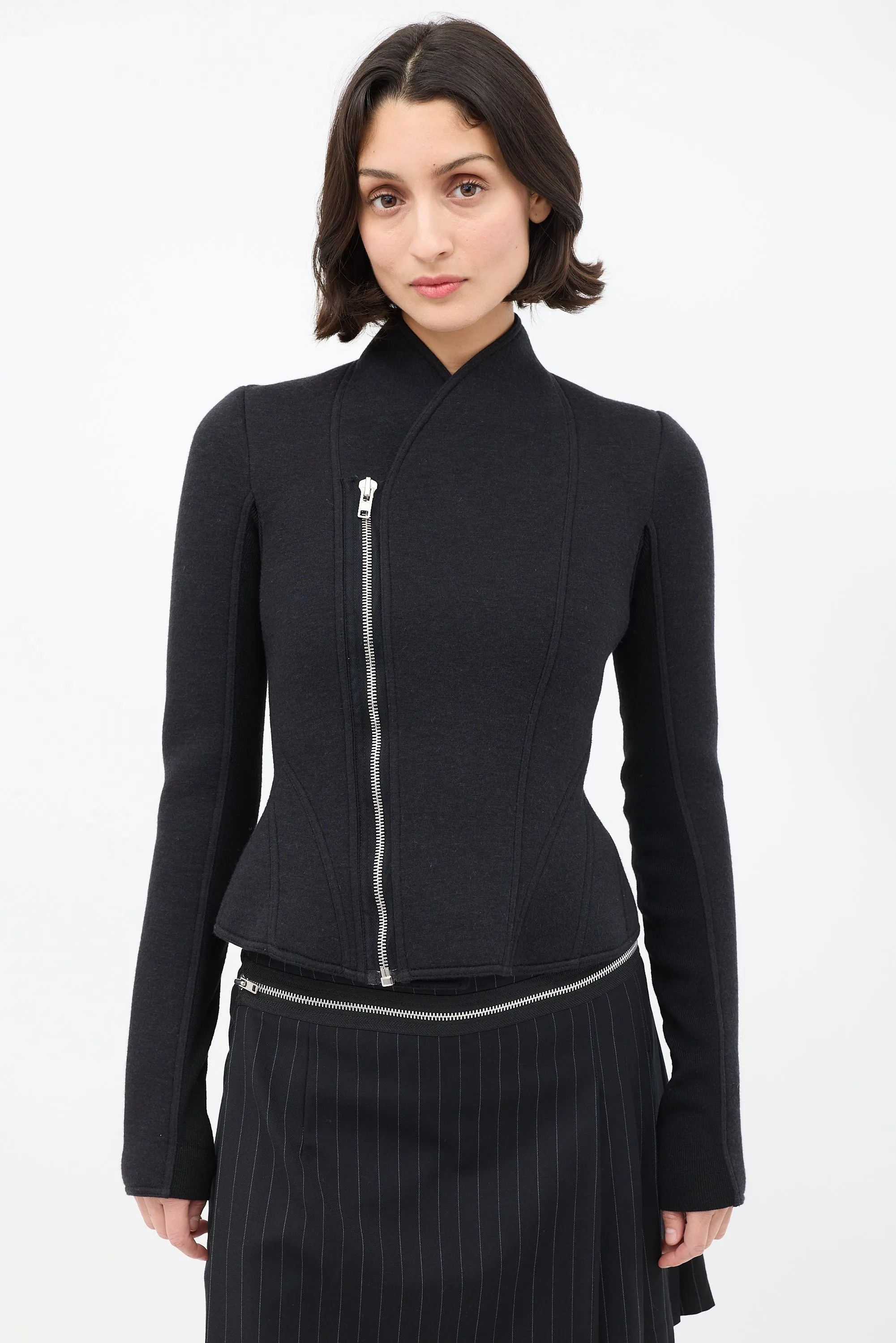 Lilies Black Neoprene High Neck Asymmetrical Jacket