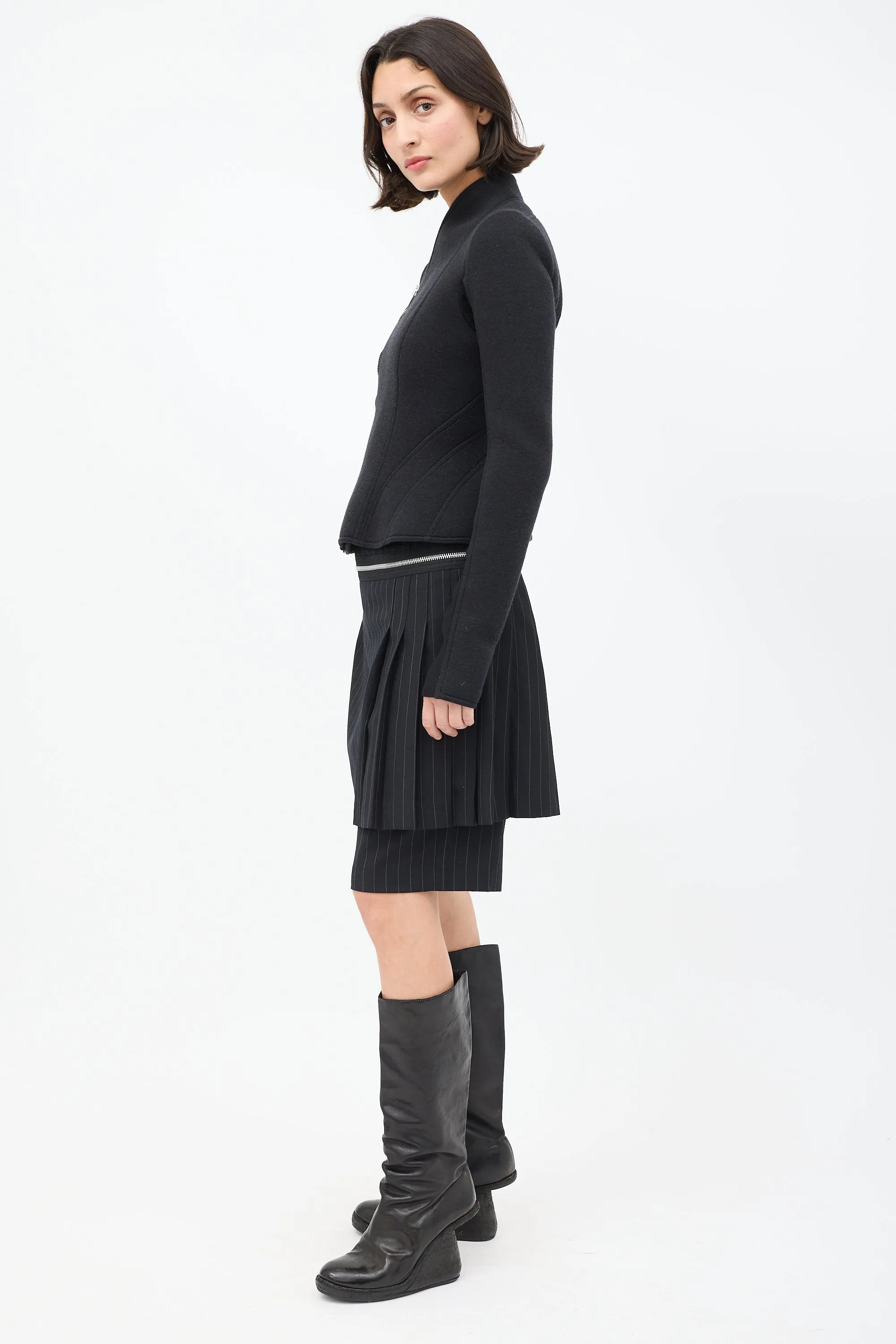 Lilies Black Neoprene High Neck Asymmetrical Jacket