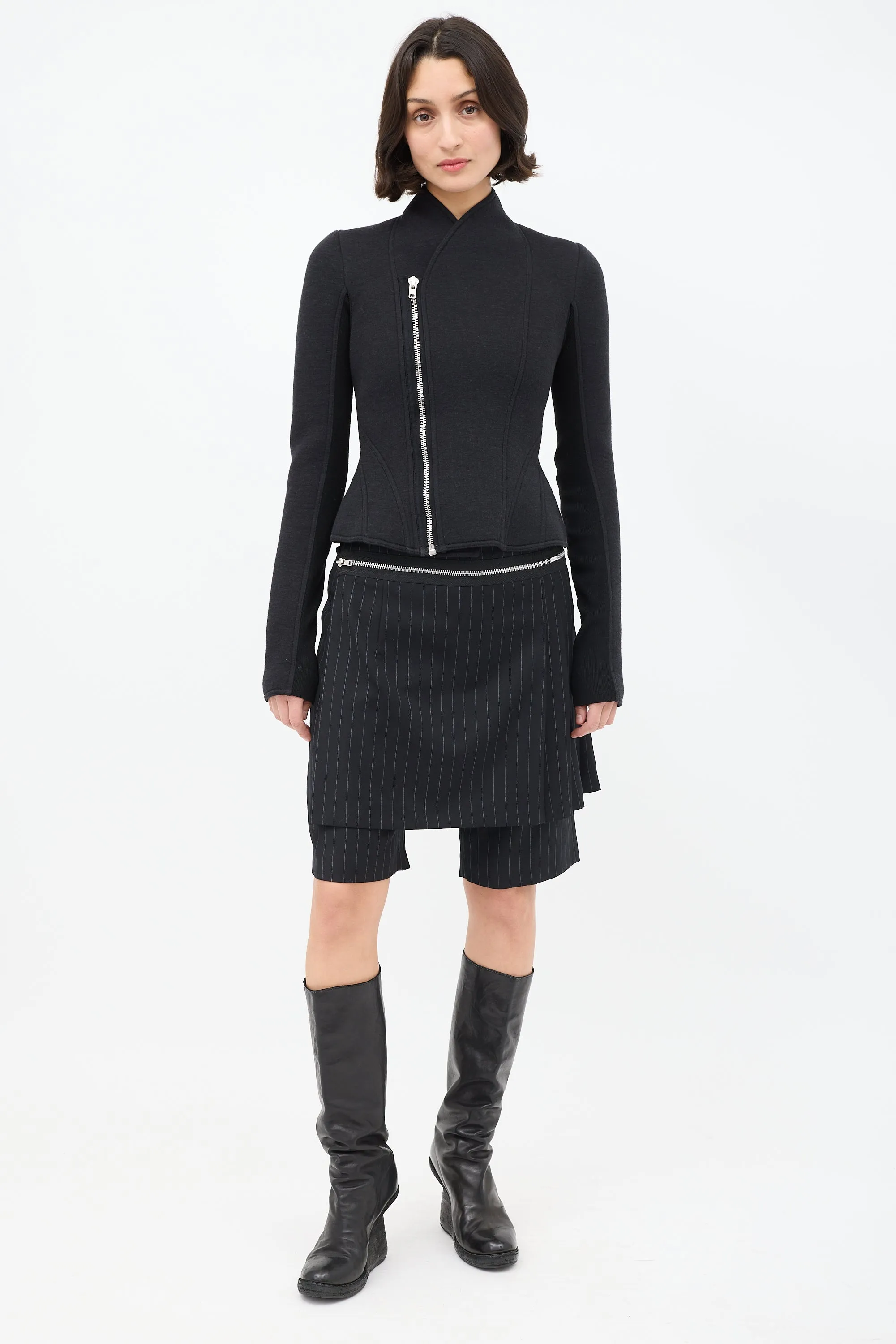 Lilies Black Neoprene High Neck Asymmetrical Jacket