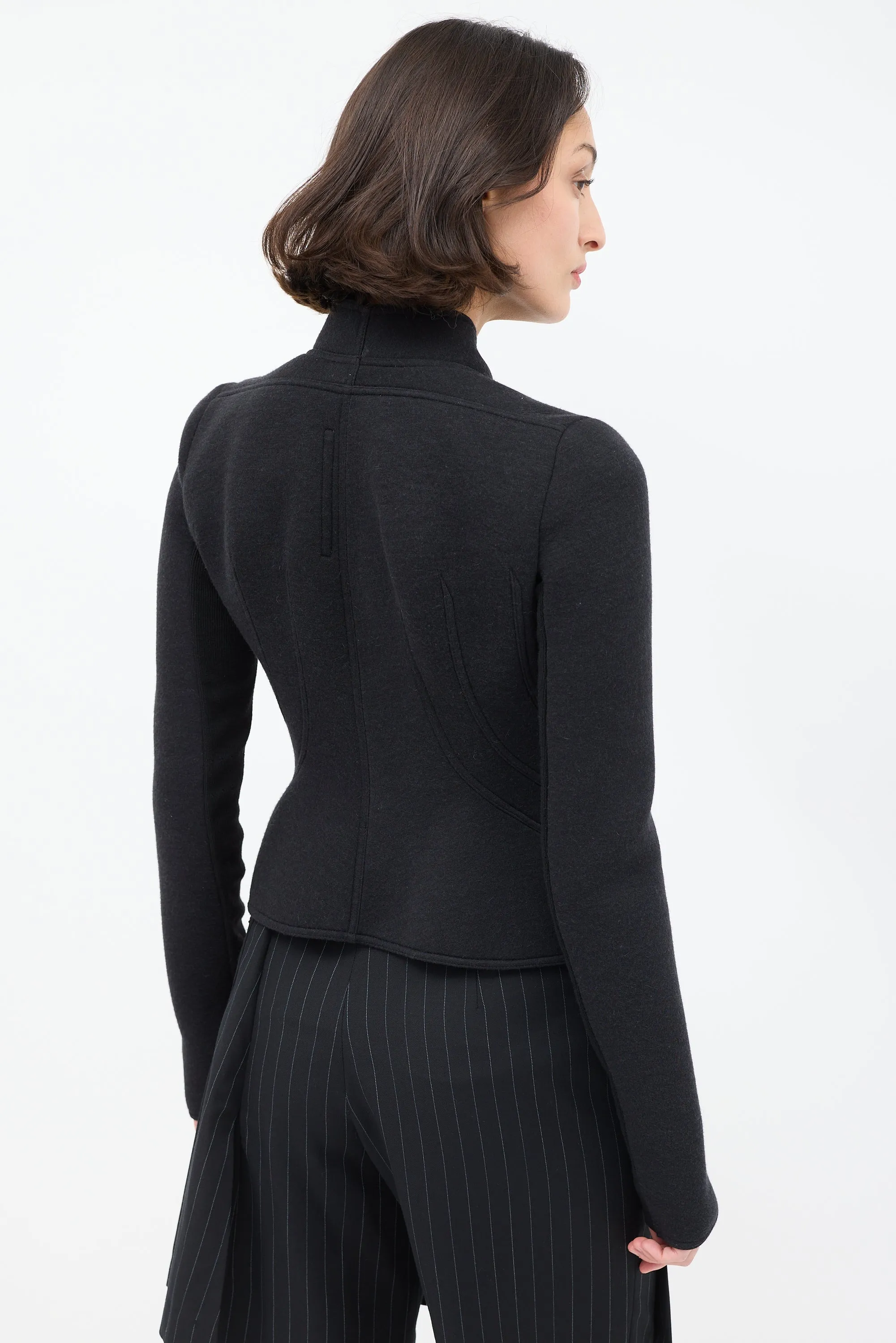 Lilies Black Neoprene High Neck Asymmetrical Jacket