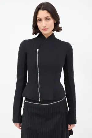Lilies Black Neoprene High Neck Asymmetrical Jacket