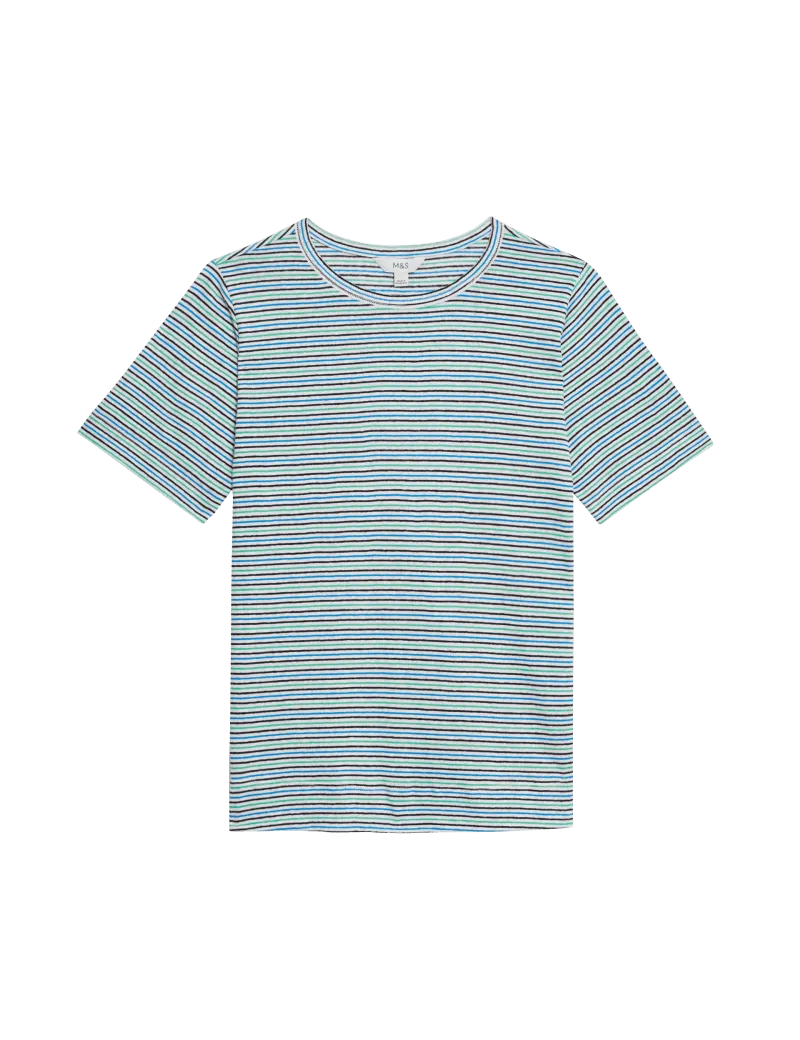 Linen Blend Striped T-Shirt