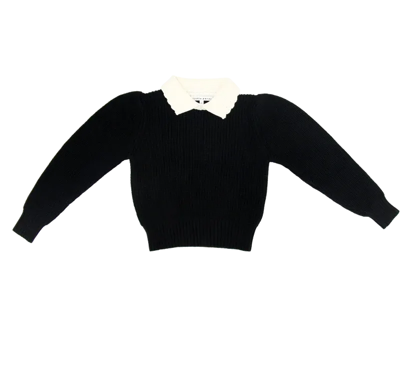 Little Parni Black Collar Sweater