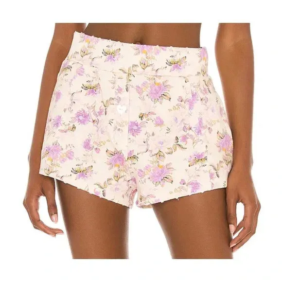LoveShackFancy Renato Floral Printed Cotton-Jersey Shorts
