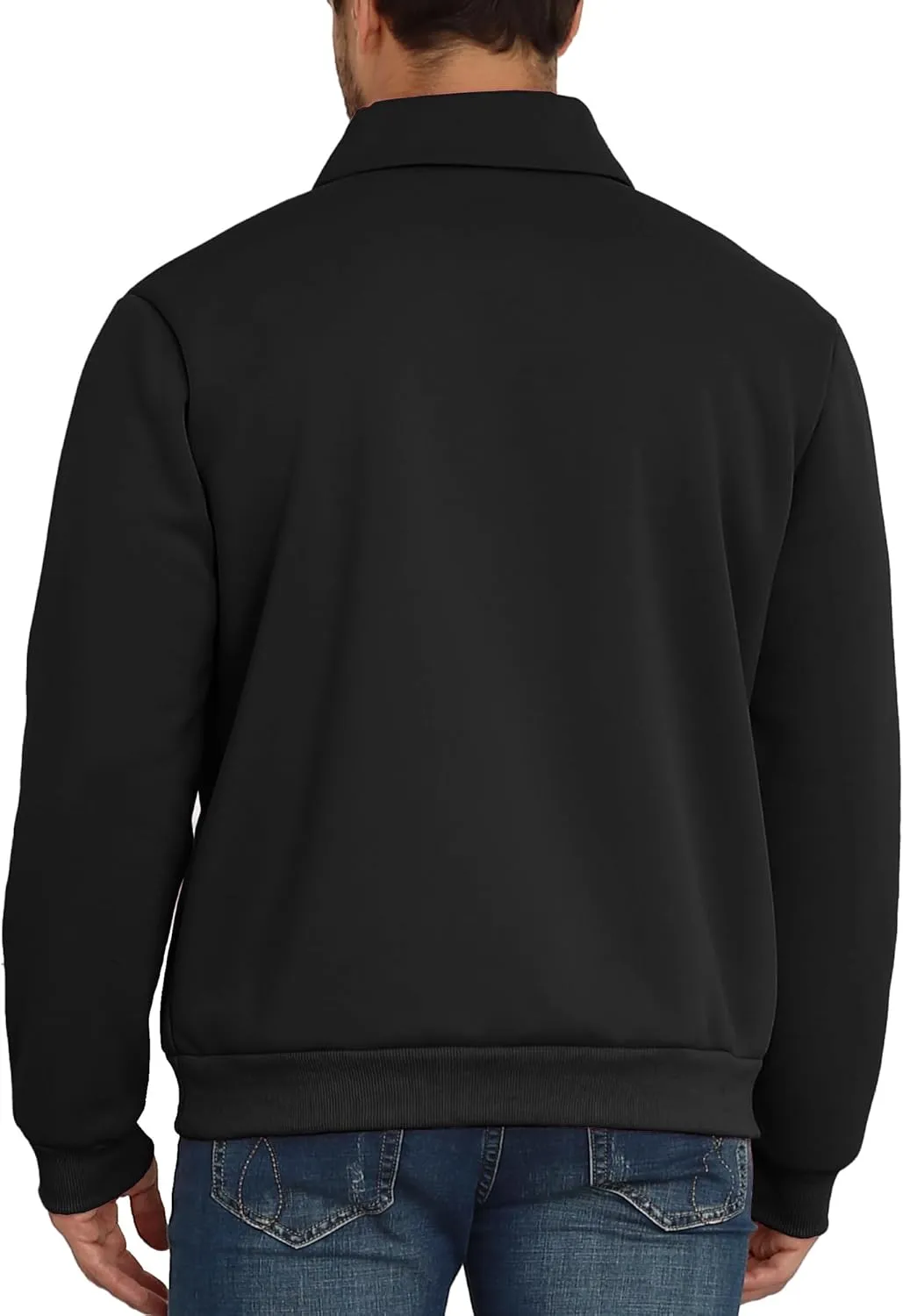 Men's Fleece Lined Sweatshirts Sherpa Lined Polo Pullover Sweater Quarter Button Thermal Henley Sweat Shirts