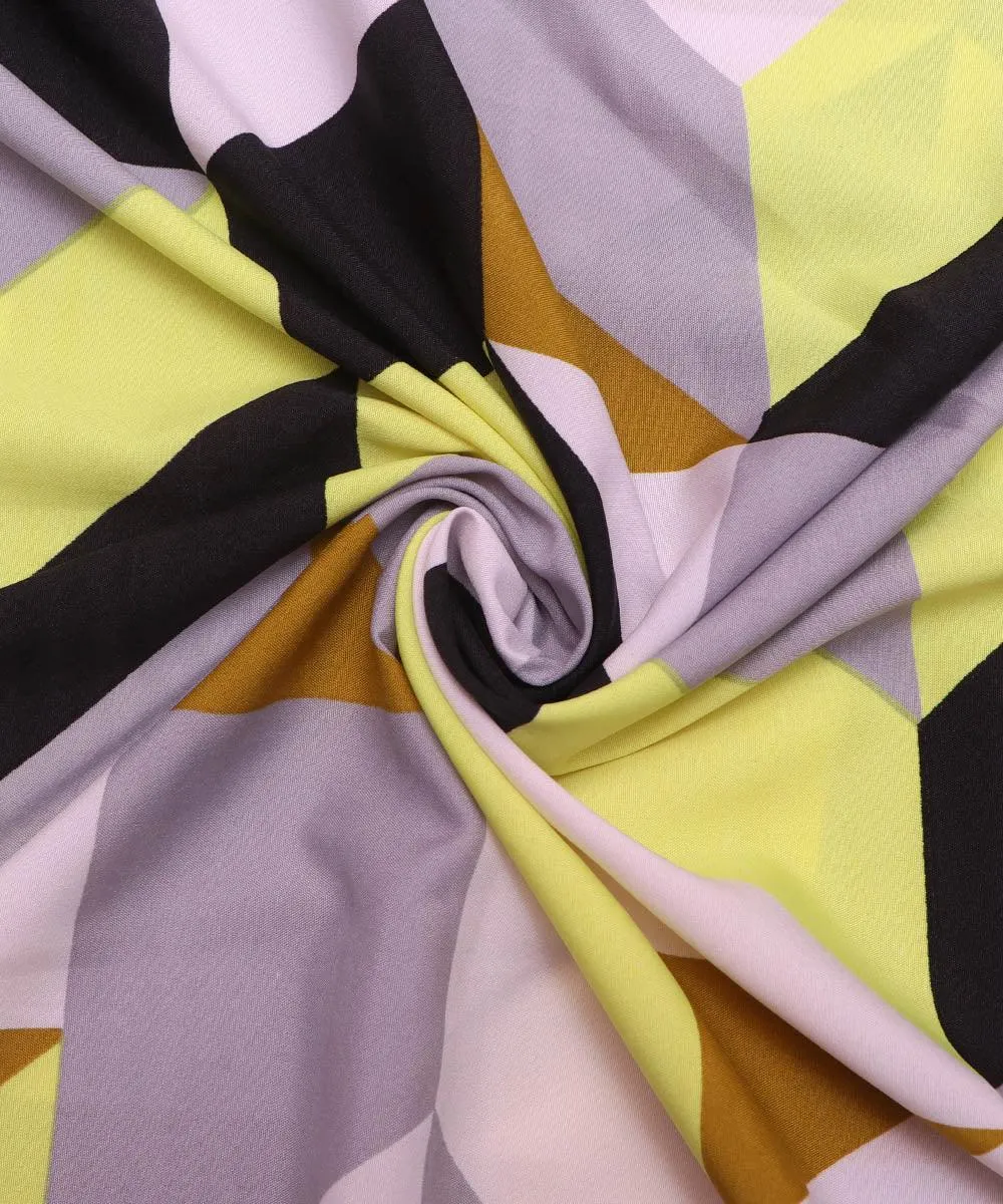 Multi Colour Geometric Print Crepe Fabric