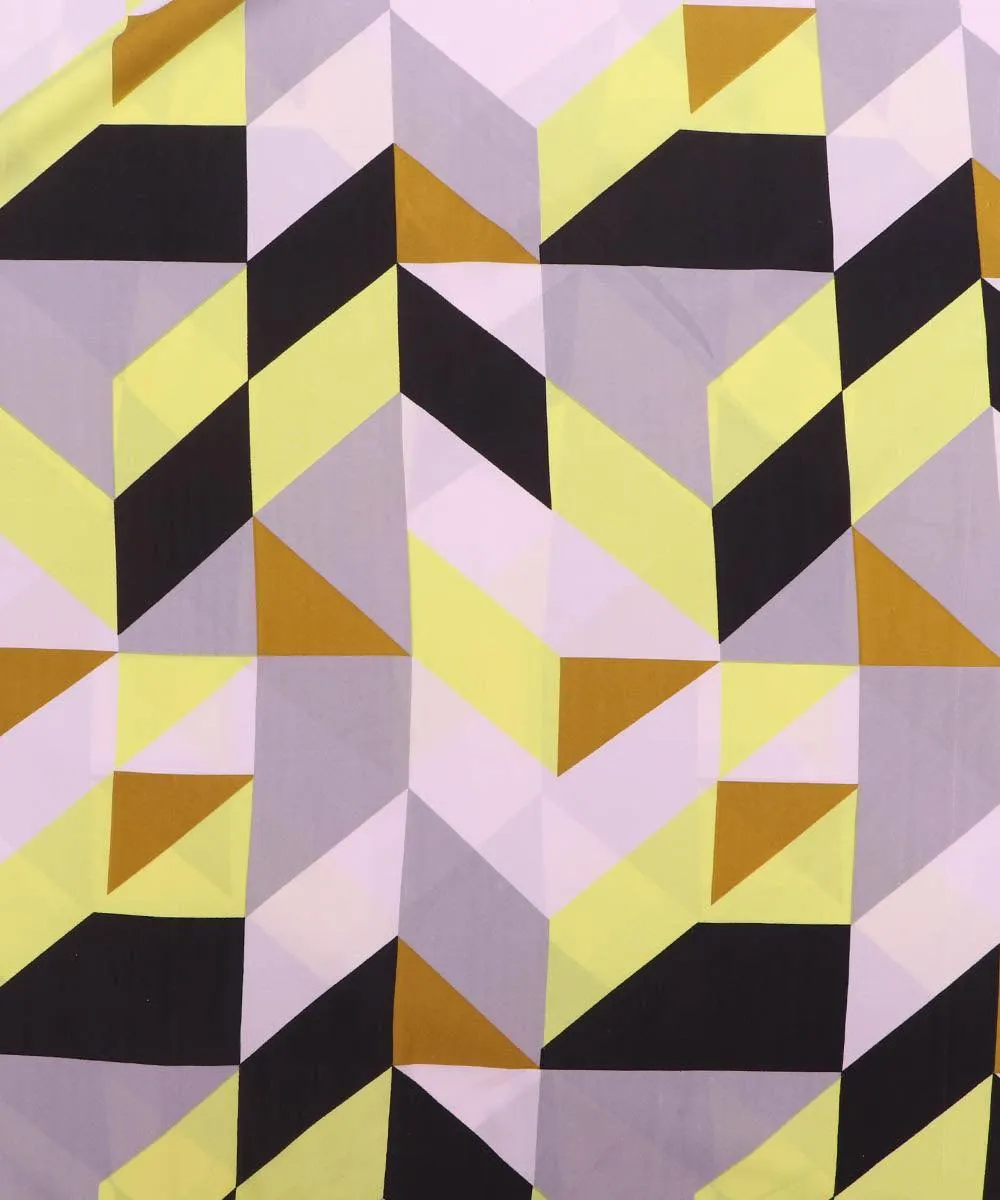 Multi Colour Geometric Print Crepe Fabric